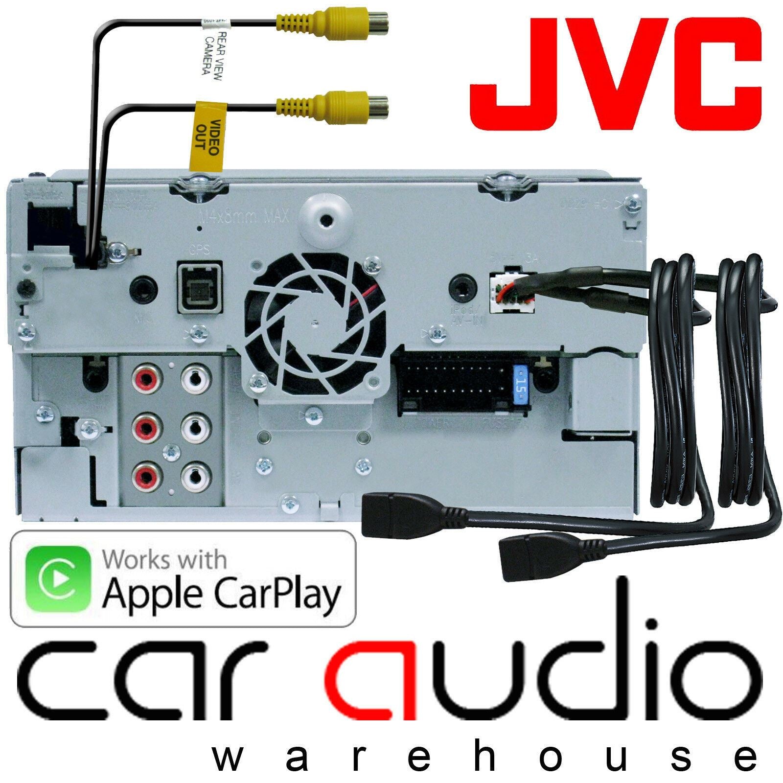 JVC KW-V820BT - 6.8" DVD CD MP3 Apple Carplay Bluetooth Touchscreen AM/FM Tuner, iPod iPhone Android Control Car Stereo