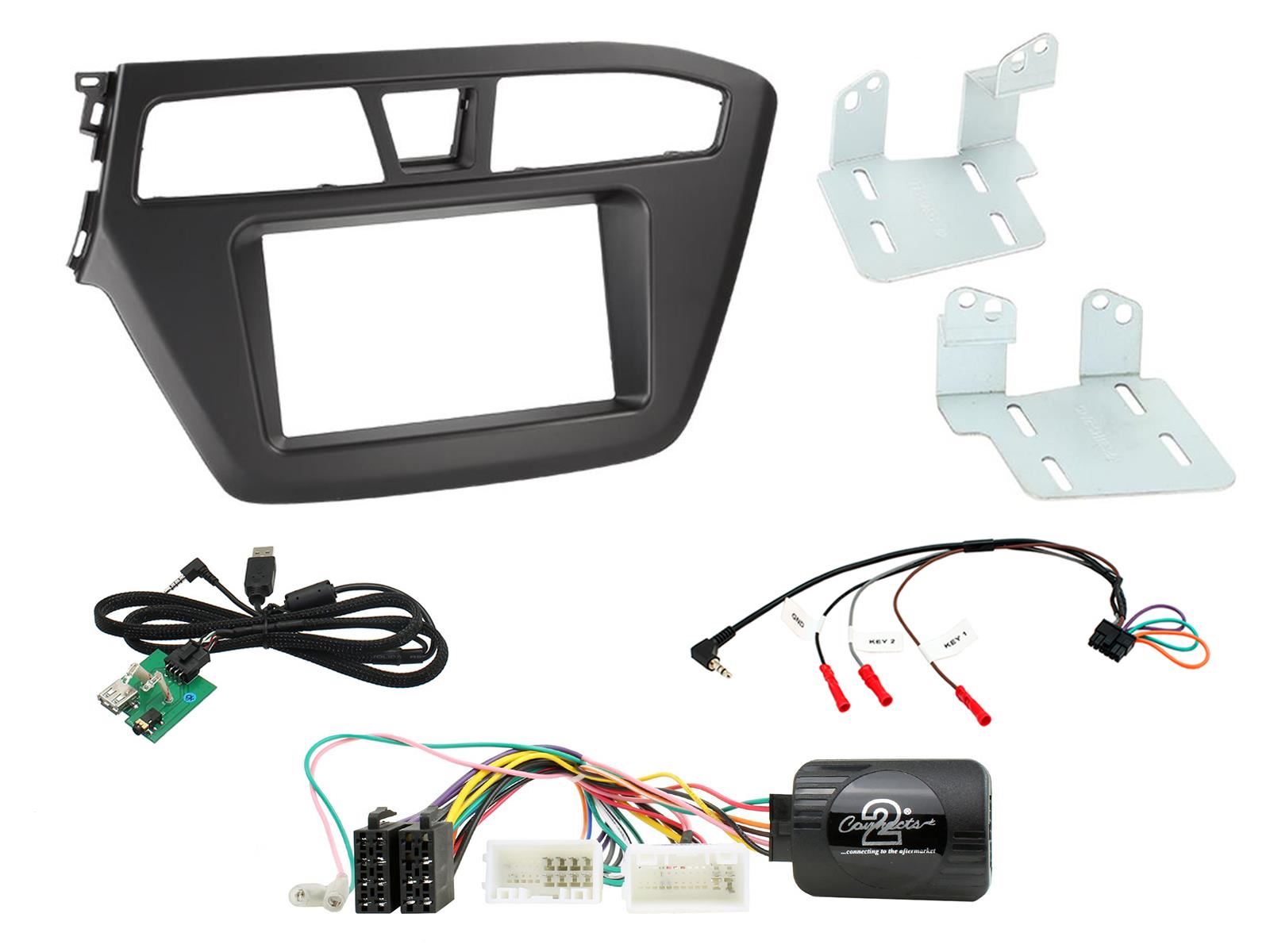 Grundig 6.8" Apple Android Double Din Stereo Fitting Kit + Steering Wheel Stalk Controls to fit Hyundai i20 2014-20