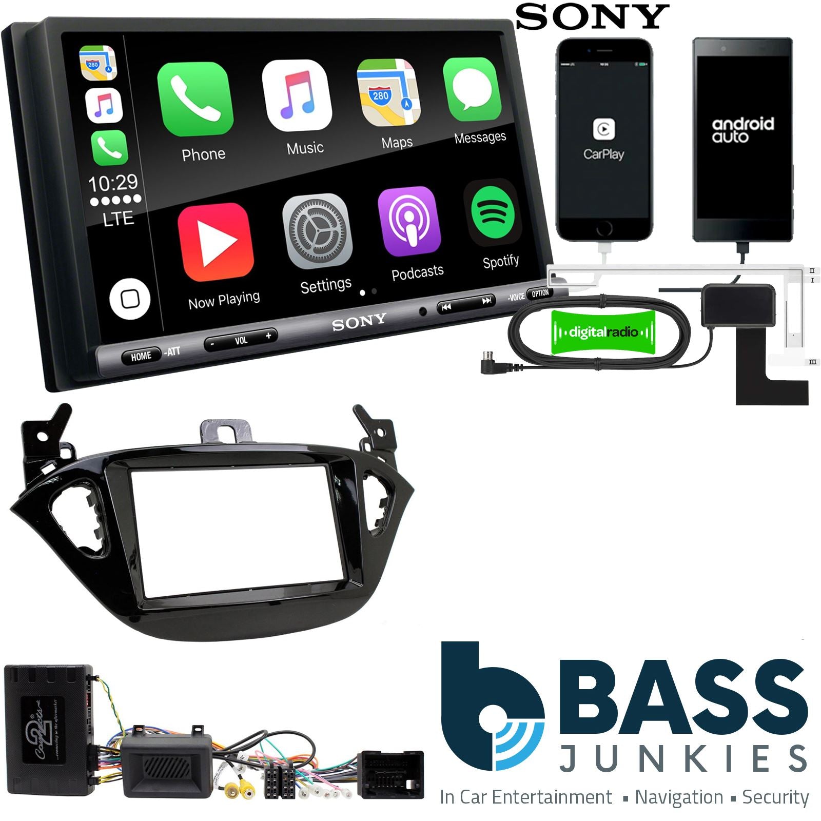 Sony 6.95" Screen Double Din + Fitting Kit - to fit Opel Adam 2013-21 | Opel Corsa 2014- | Vauxhall Adam 2012- | Vauxhall Corsa 2014-