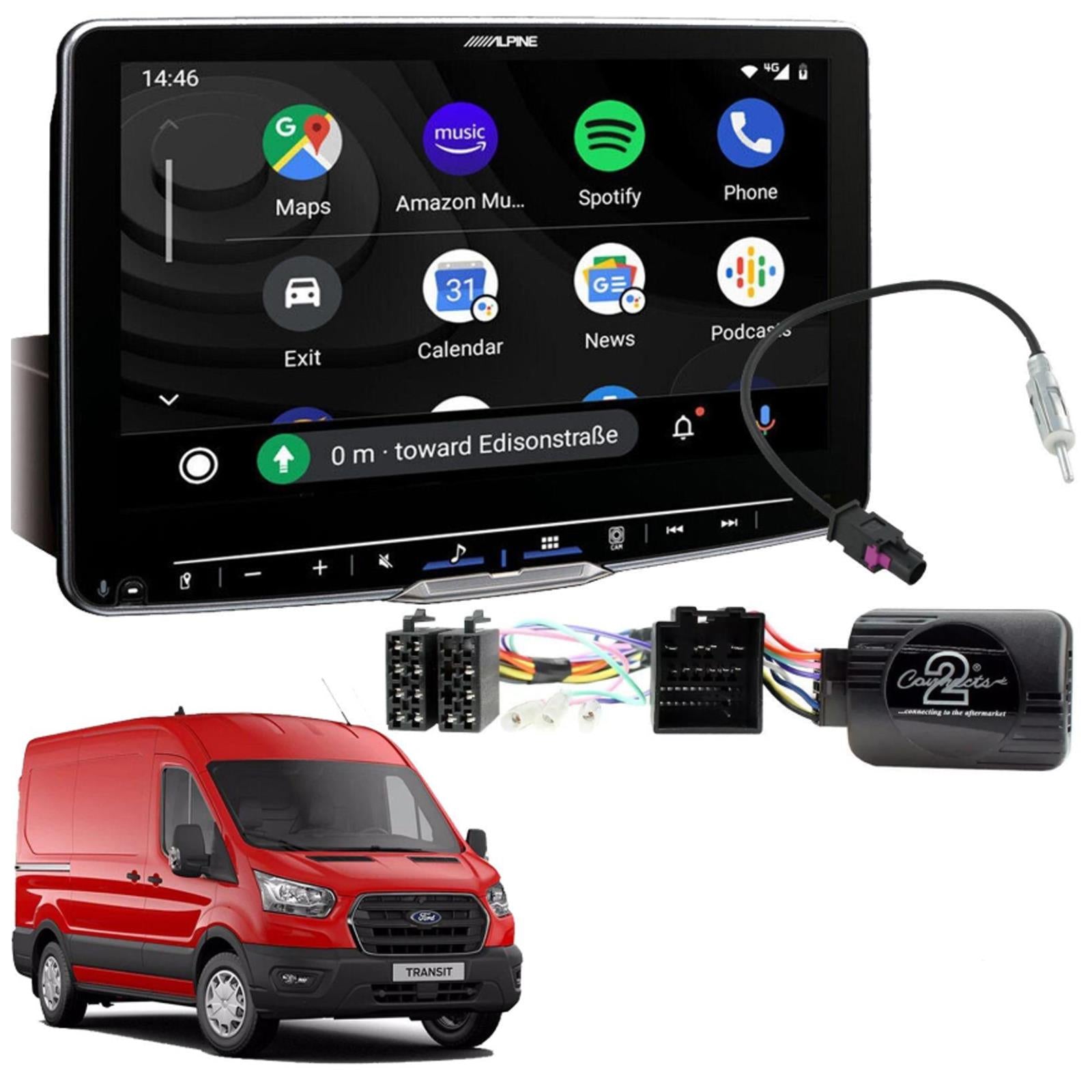 Ford Transit MK8 Facelift Alpine 9" DAB Bluetooth CarPlay Android Car Screen Kit
