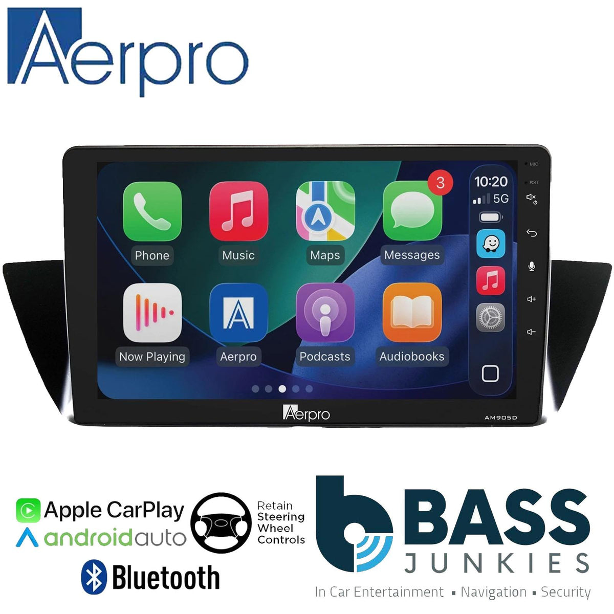Aerpro 9" DAB CarPlay Android Car Stereo Fascia Steering Kit For BMW X1 10 - 14