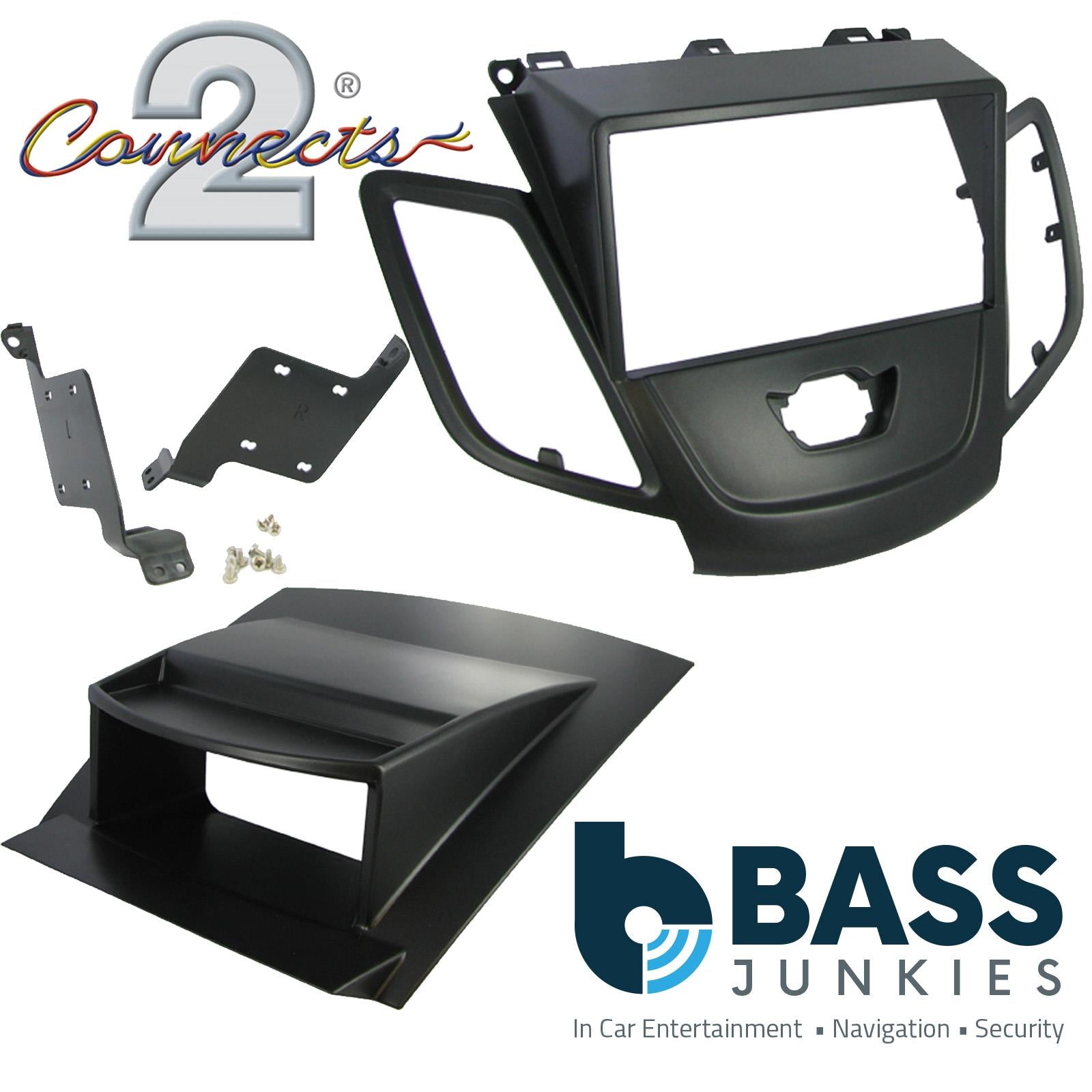 Ford Fiesta MK7 2010-17 Black Double Din Car Stereo Fascia & Steering Wheel Kit