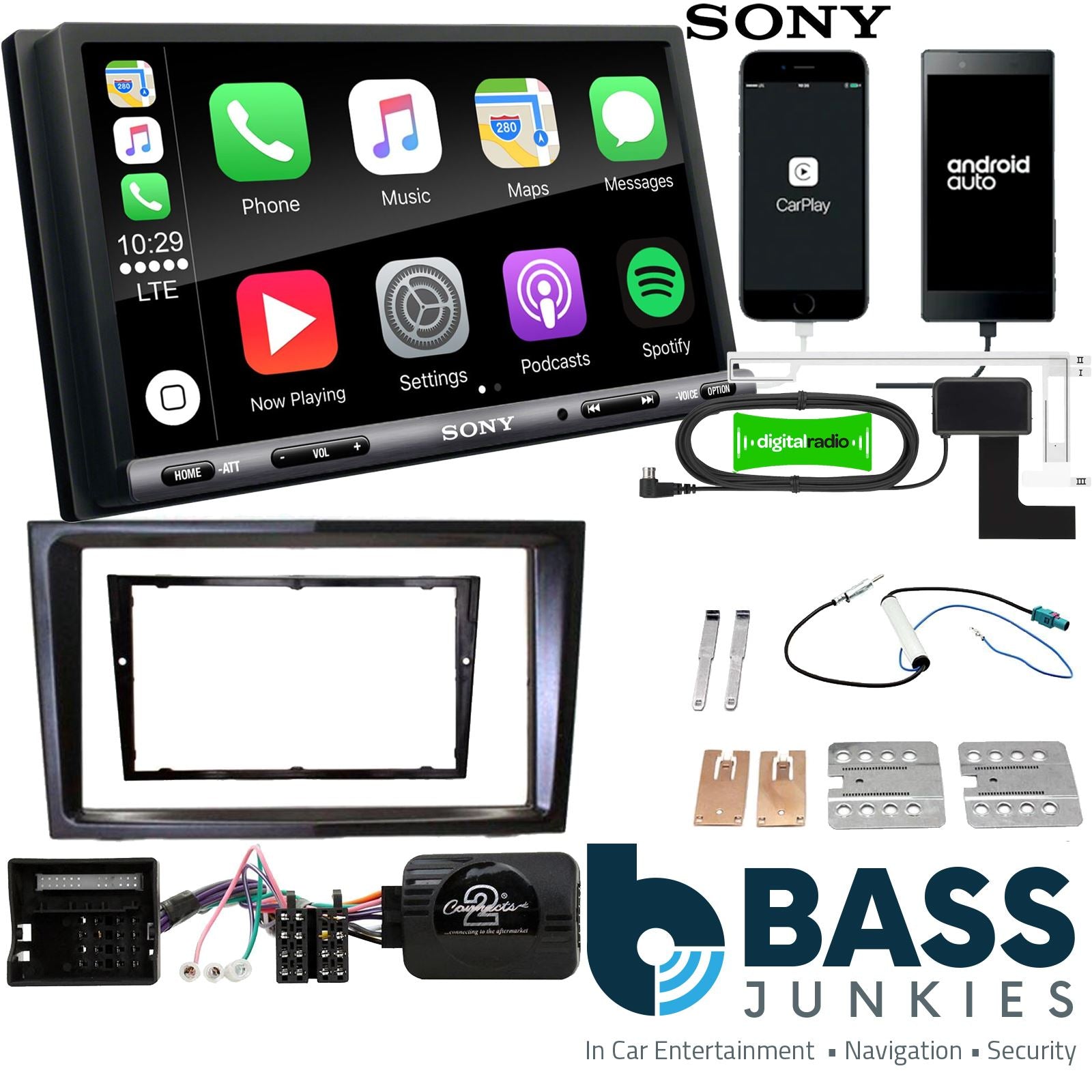 Sony 6.95" Screen Double Din + Fitting Kit - to fit Vauxhall Antara 2006-10 | Vauxhall Corsa 2006-09 | Vauxhall Zafira 2005-14 | Vauxhall Astra 2004-10