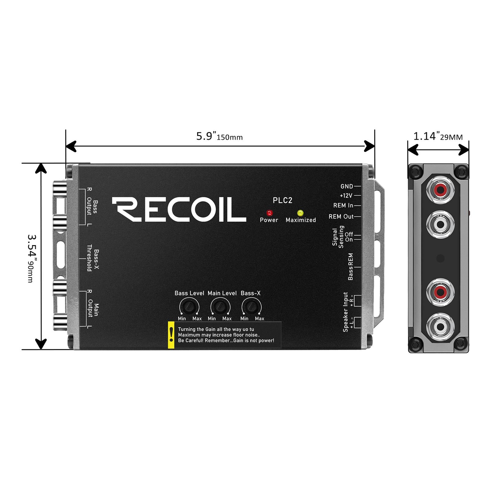 Recoil PLOC2 - 2-Channel Line Output Converter & Bass Boost Voltmeter Remote