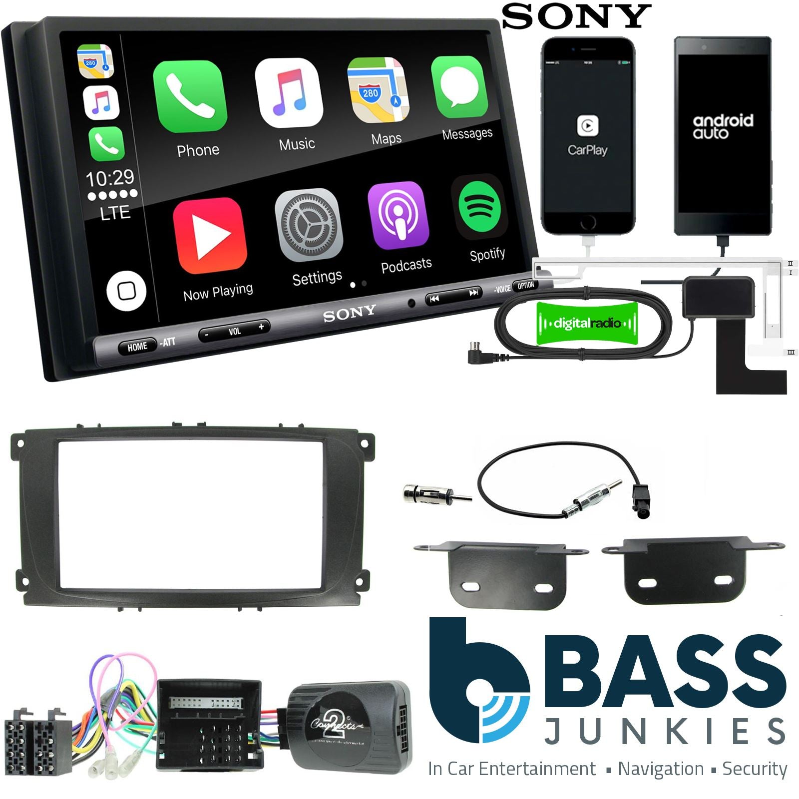 Sony 6.95" Screen Double Din + Fitting Kit - to fit Ford S-Max 2006-14 | Ford Focus 2007-11 | Ford Mondeo 2007-14