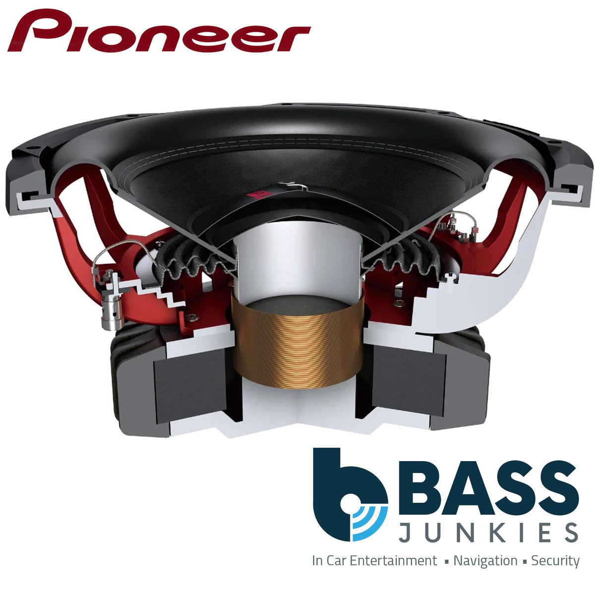 Pioneer TS-W3820PRO - 3500 Watts 15" 38cm PRO Dual Voice Car Subwoofer & 2400 Watts Mono Amp & Bass Box Package