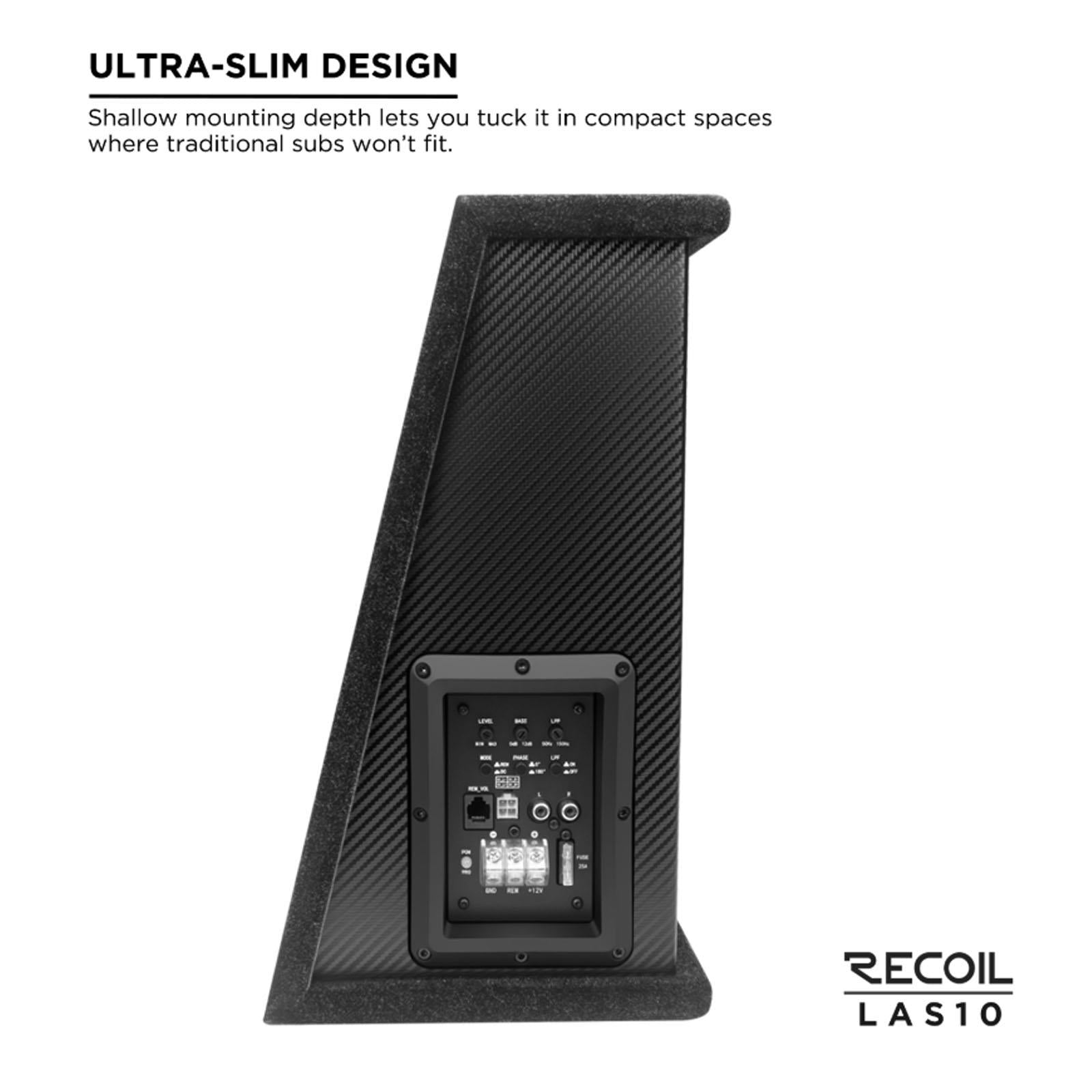 Recoil LAS12 - 12" Shallow 600 Watts Active Amplified Car Van Sub Subwoofer Bass Box