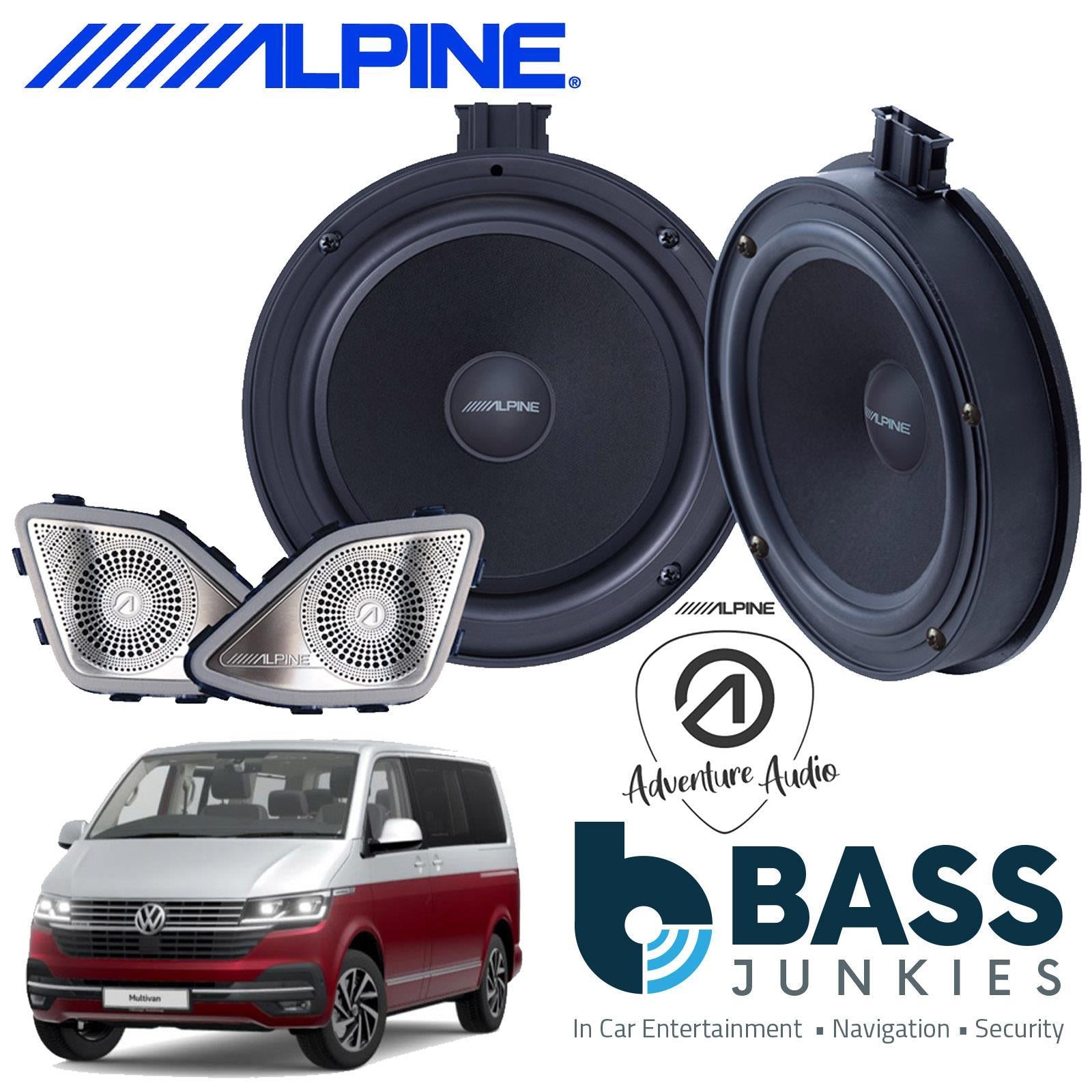 Alpine SPC-W84AT6-2 6-Channel DSP Amplifier Subwoofer Bass Box & Car Speaker Kit for VW Transporter T6.1