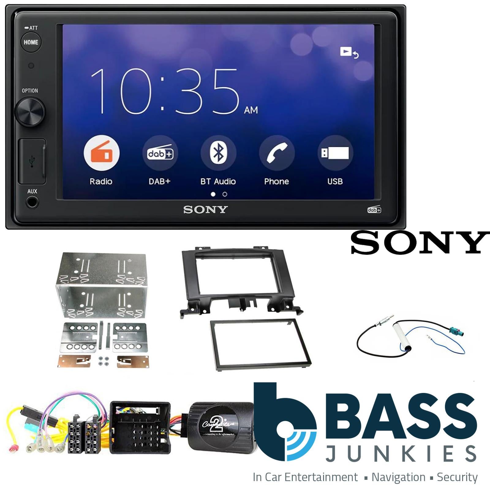 SONY XAV-1550D DAB+ Smart Bluetooth Car Radio + Stereo fitting kit + Steering Wheel Controls Loom for Volkswagen Crafter 2014-2017