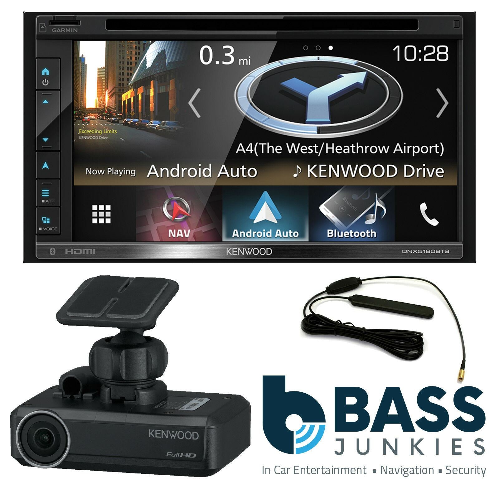 Kenwood DNX-5180BTS - 6.8” DVD CD MP3 USB Navigation Bluetooth Car AV Stereo Radio Tuner Player & Dash Camera