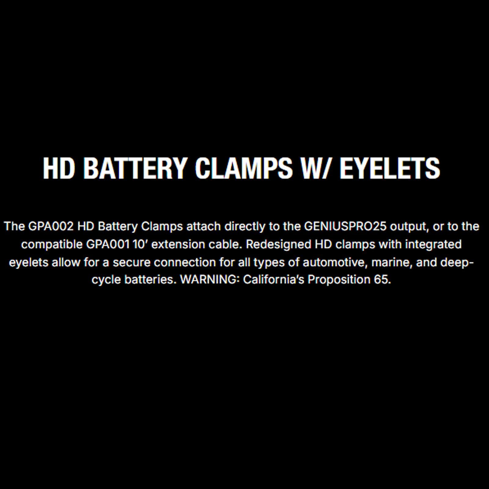 NOCO GPA002 - HD Battery Clamps with Eyelets 1.65m Cable for GENIUSPRO25 Charger