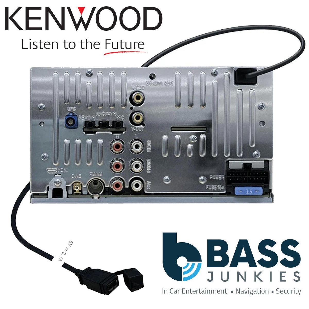 Kenwood DMX7525DABS - DAB+ Bluetooth Wireless CarPlay Android Auto & Aerial