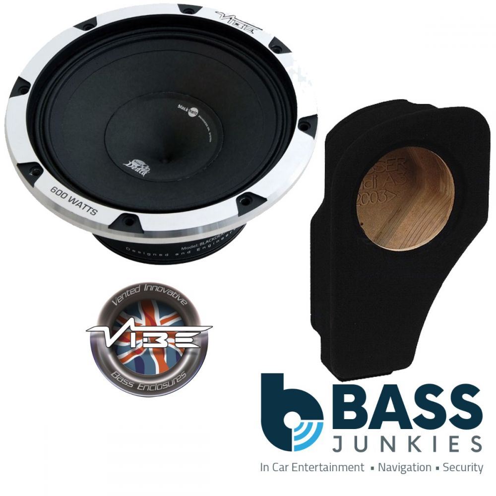 Audi A3 8P 2003-2013 Vibe Black Death 8" 600 Watts Car Subwoofer Custom Bass Box Kit