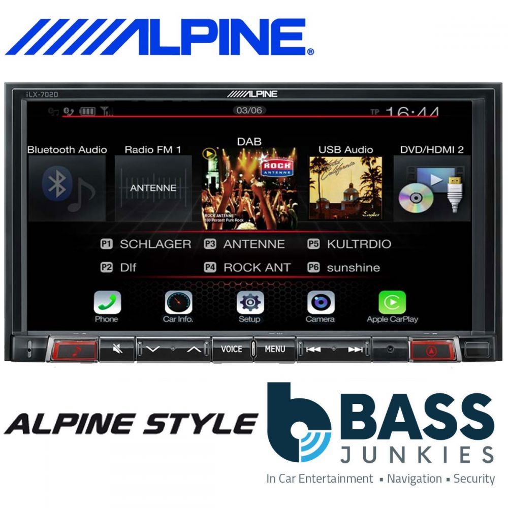Alpine iLX-702D - 7” DAB Bluetooth Apple CarPlay Android HDMI Mechless iPhone Car Stereo