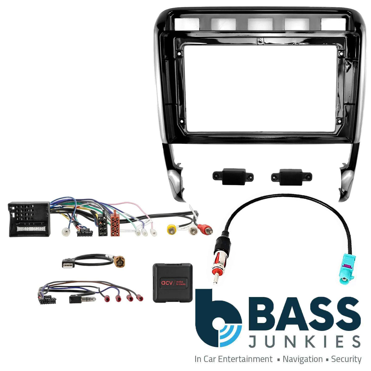 For Porsche Cayenne 2009 On 9" Android Fascia & CAN Bus Steering Control Fitting Kit