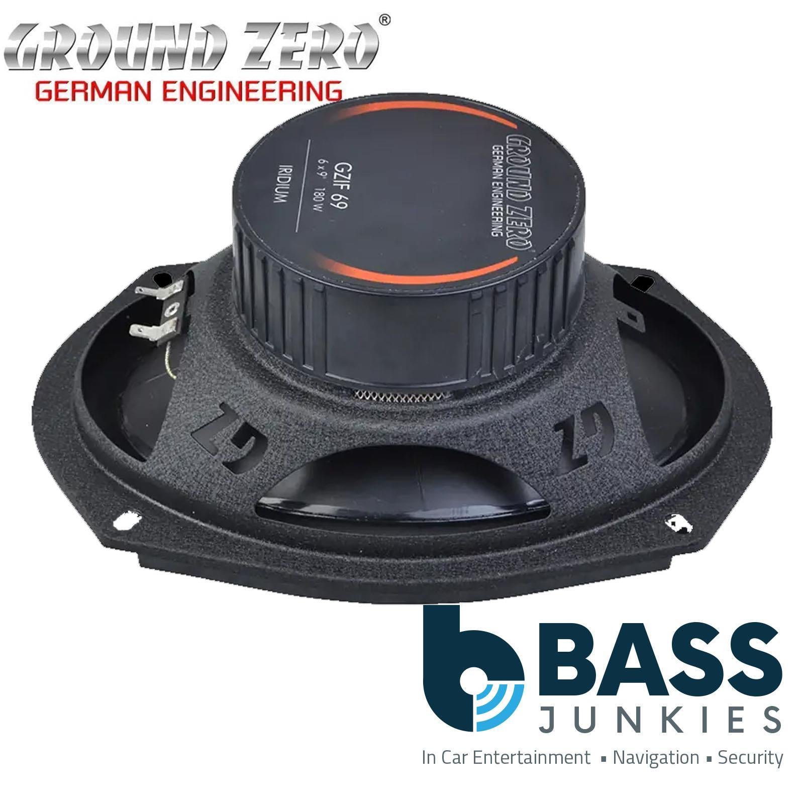Ground Zero GZIF 69 - 3 Way 6x9" 360 Watts Car Speakers & Grey MDF Boxes Pair