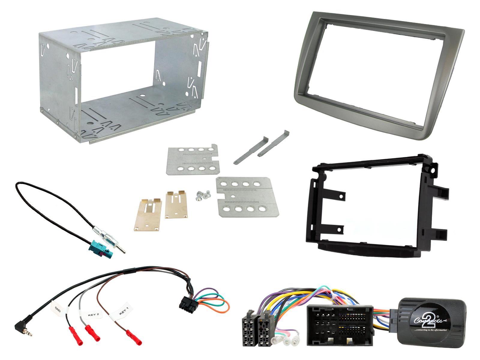 Connects2 CTKAR06 Alfa Romeo Mito 2014 - 2018 (955) Silver Gloss Double Din Car Stereo Fascia Panel & Steering Wheel Interface Kit
