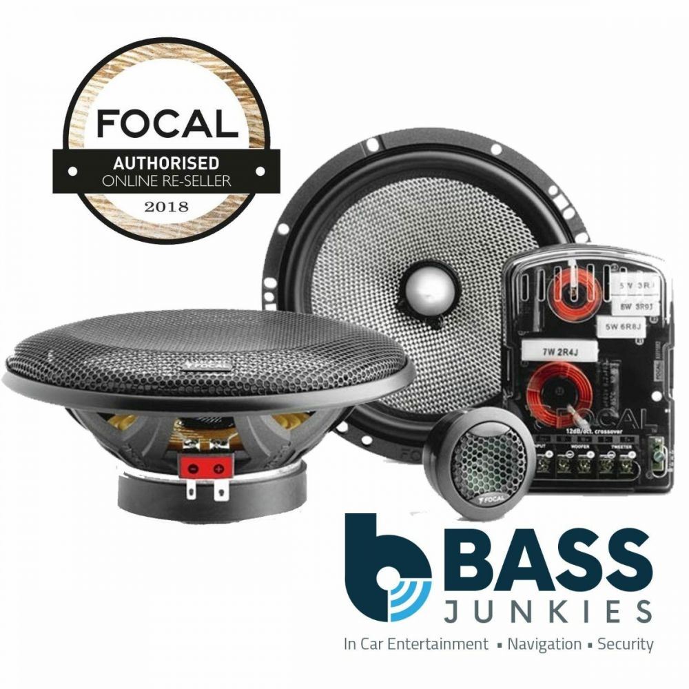Focal 6.5" Component Car Speakers & 4 Channel Amplifier & 8" 250 Watts Bass Box Package