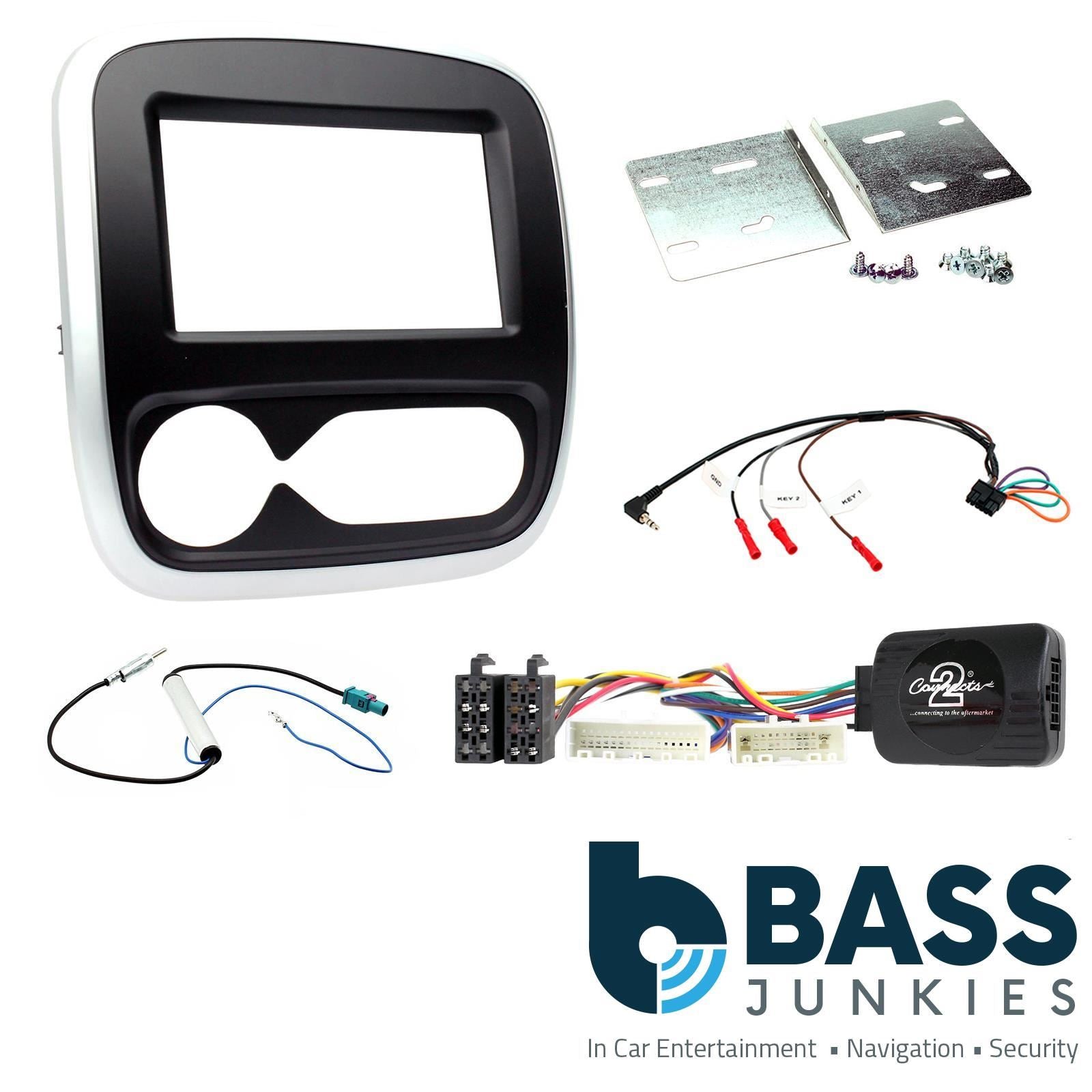 Double Din Stereo Fitting Kit + Steering Wheel Stalk Controls to fit Fiat Talento 2017-