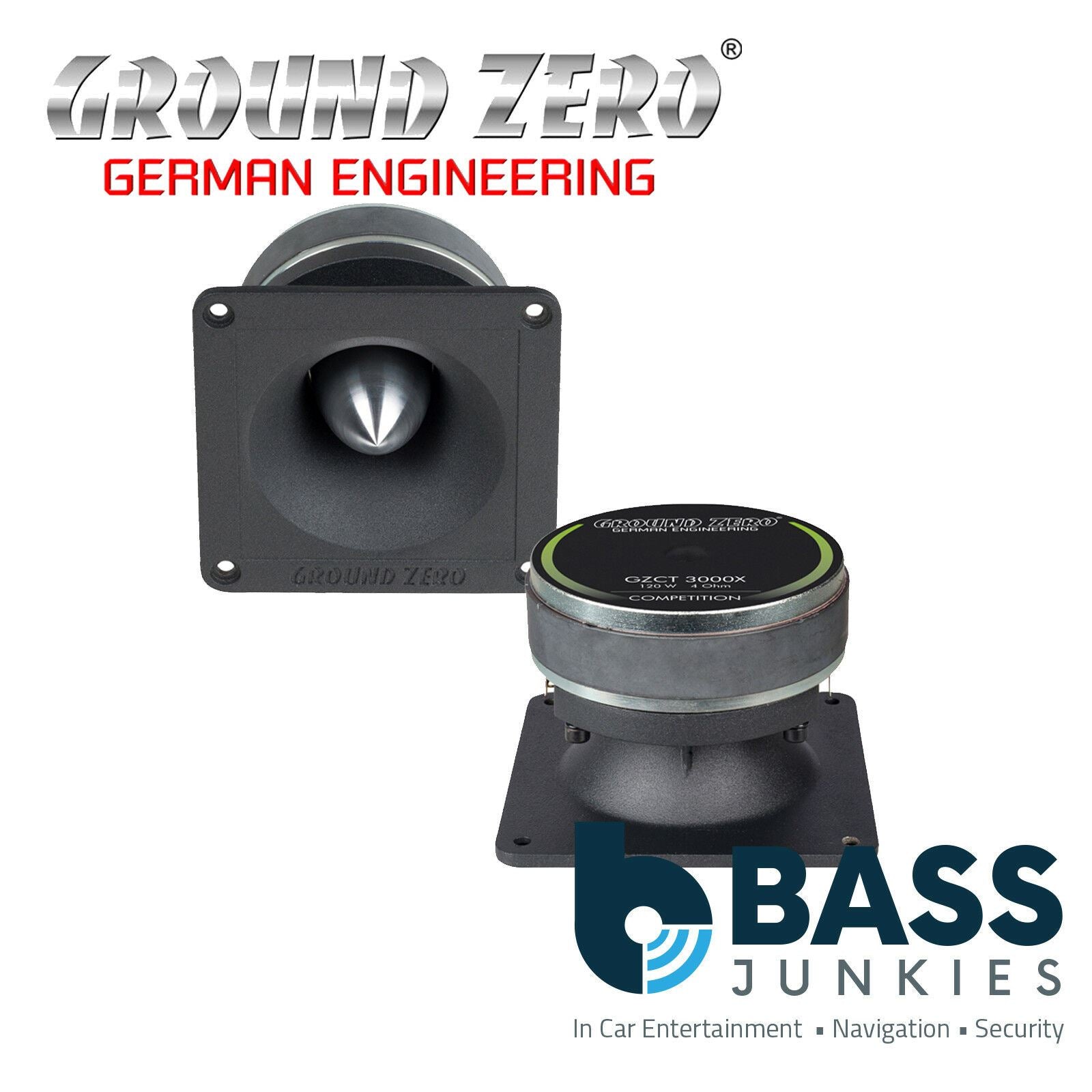 Ground Zero GZCT 3500X-B 4.02" 10cm 100W 4-Ohm Compression Tweeter PAIR