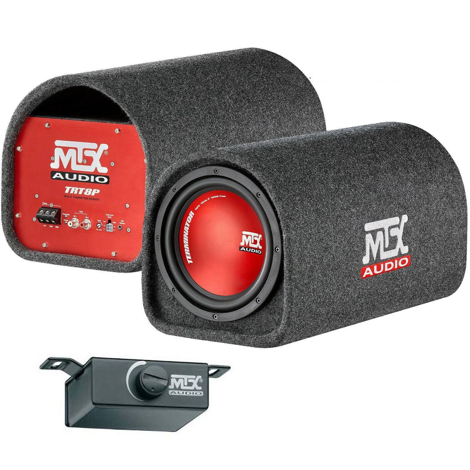MTX TRT8P - 8" 360 Watts Terminator Car Amp Amplified Powered Tube with Bass Controller