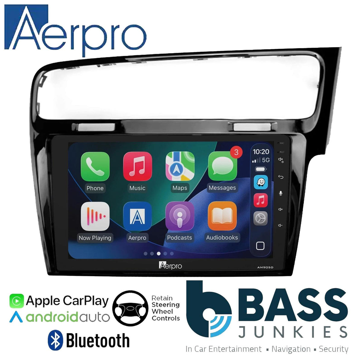 Aerpro 9" DAB CarPlay Android Car Stereo Kit For Volkswagen Golf MK7 RHD 17 On