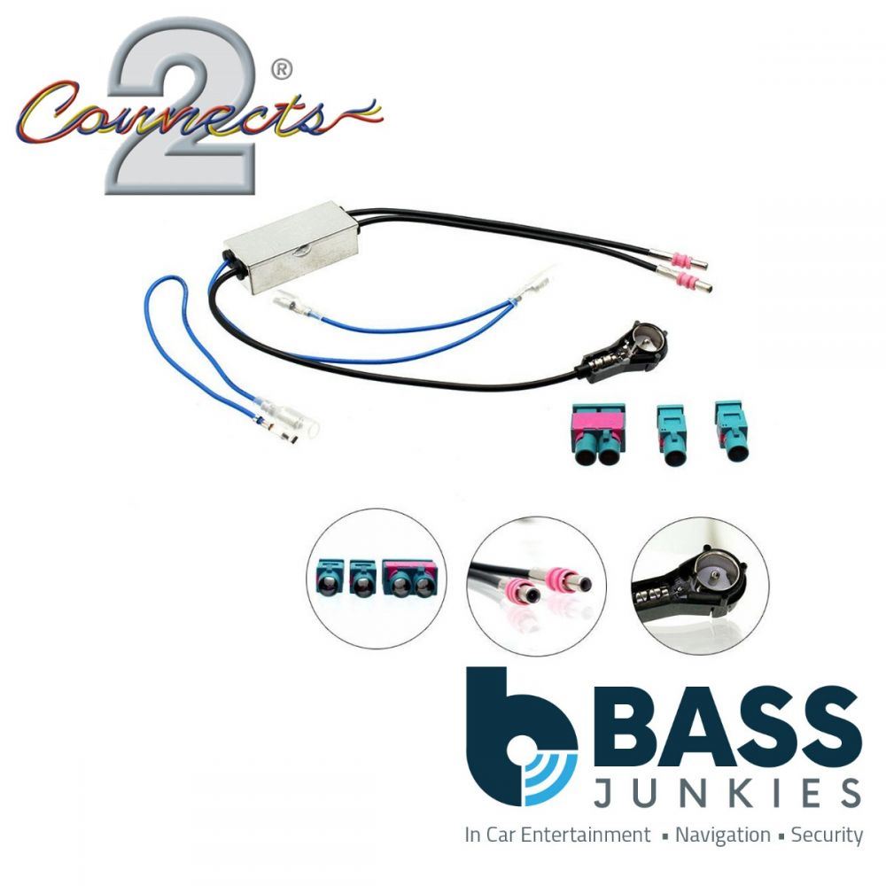Connects2 CT27AA144 Active Car Stereo Fakra - ISO Antenna Adapter