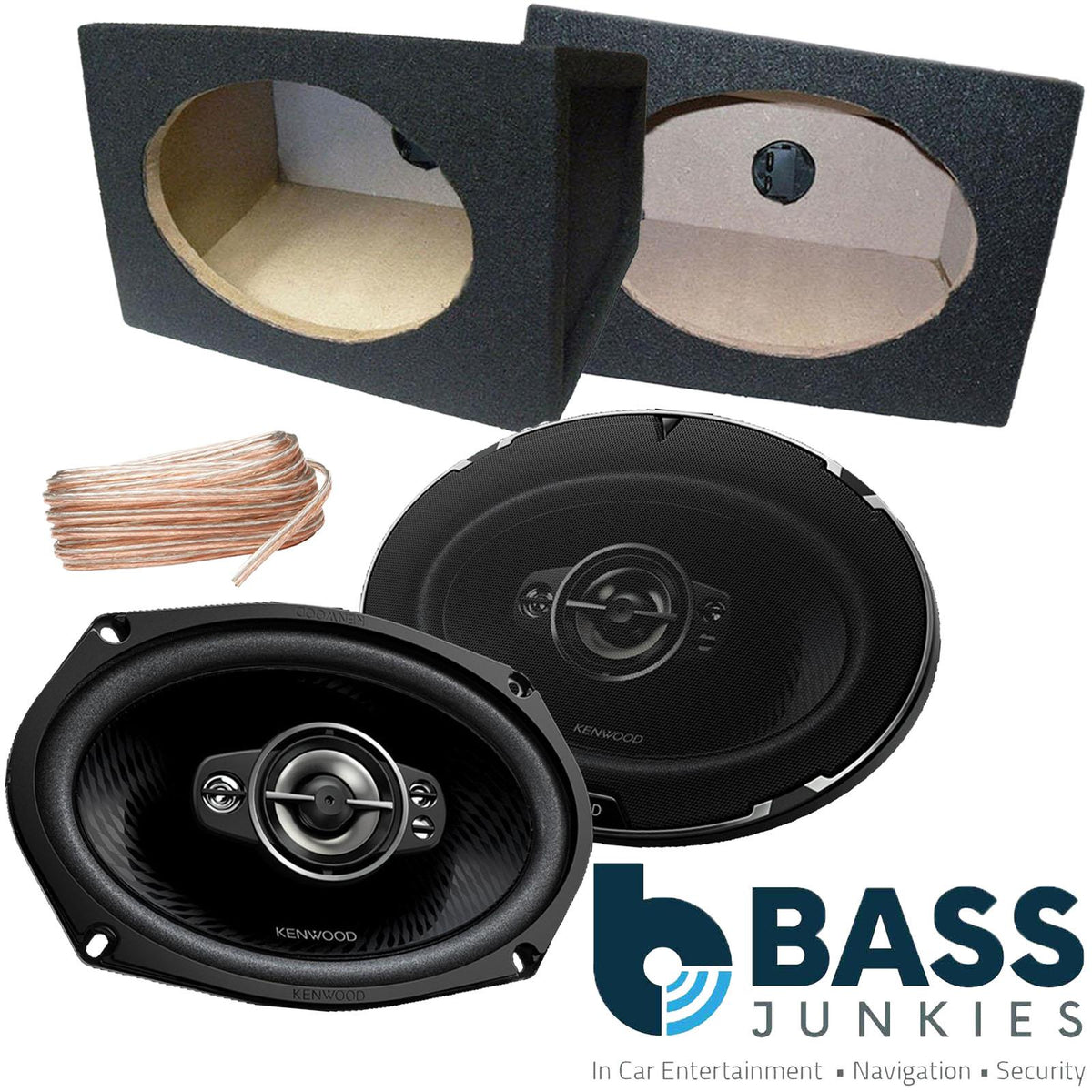 Kenwood KFC-PS6997 - 6x9 1440 Watts 5-Way Car Speakers with Black MDF Boxes Pair