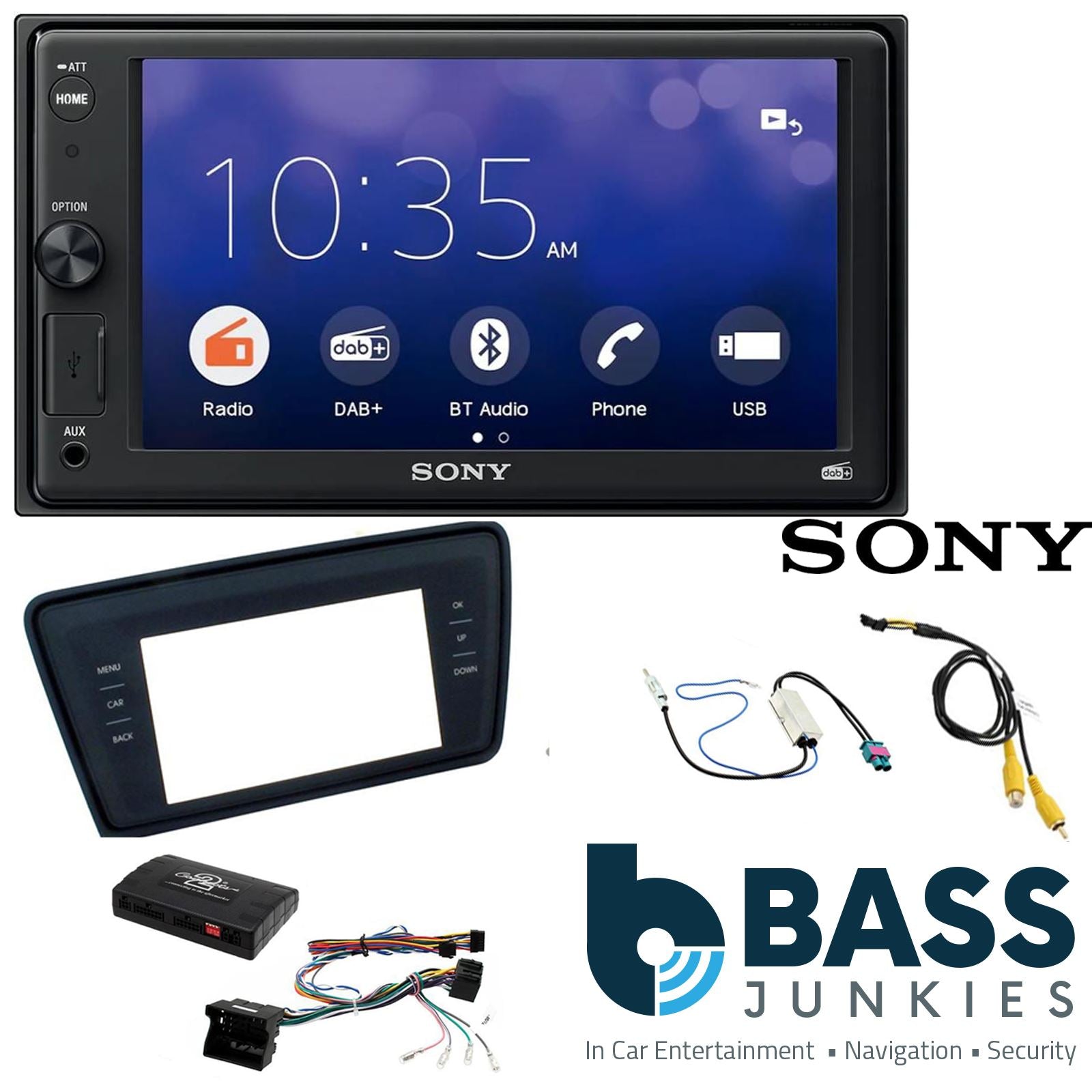 SONY XAV-1550D DAB+ Smart Bluetooth Car Radio + Stereo fitting kit + Steering Wheel Controls Loom for Skoda Octavia 2013-2017