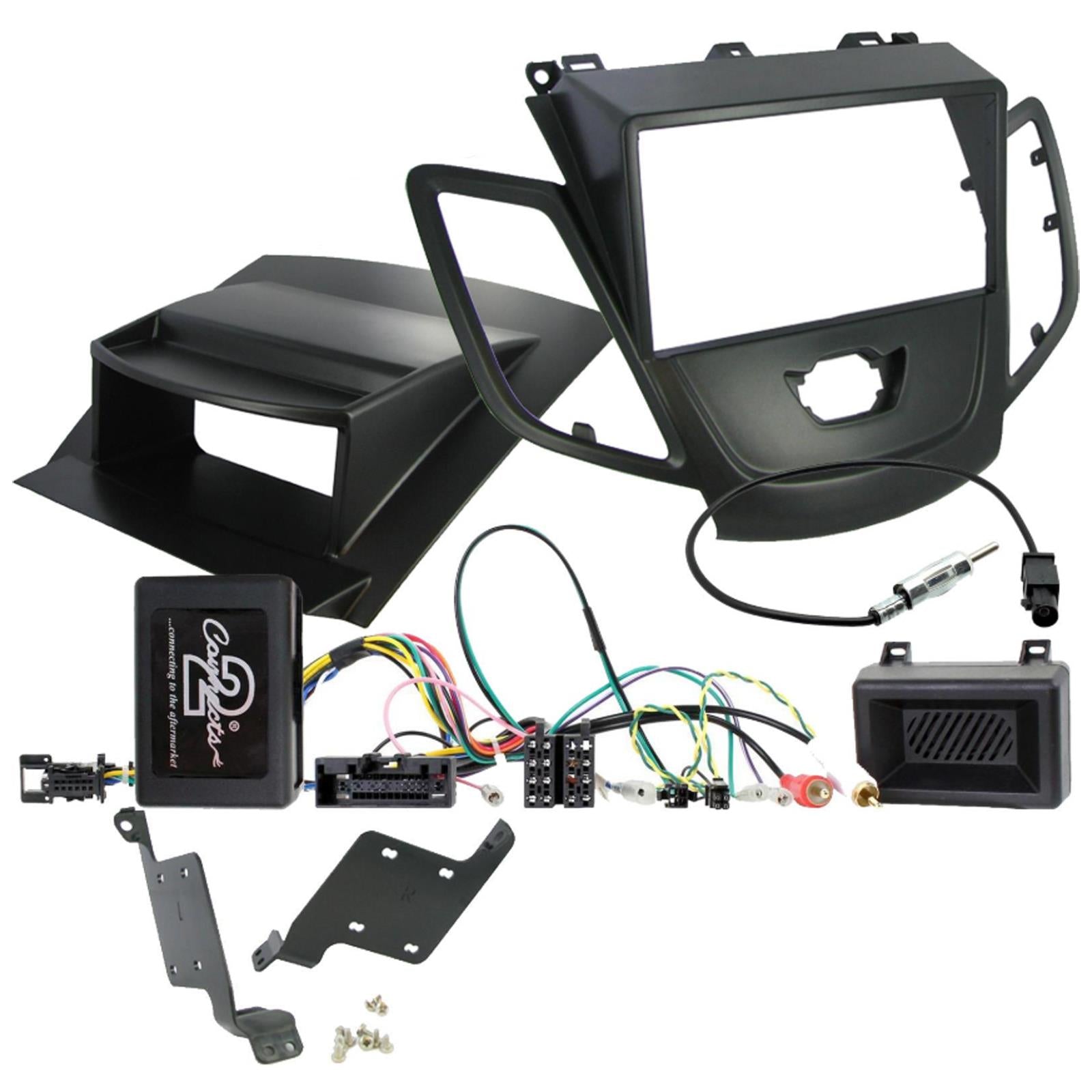 Ford Fiesta MK7 2010-17 Black Double Din Car Stereo Fascia & Steering Wheel Kit
