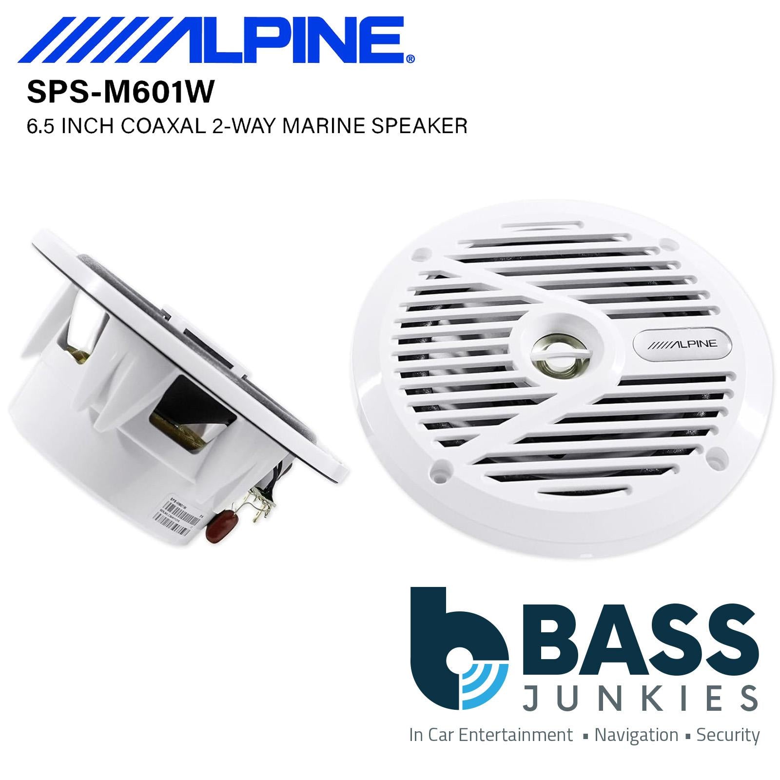 Alpine SPS-M601W - 220 Watts 16.5cm 6.5" 2-Way Boat Yacht Marine Speakers Pair