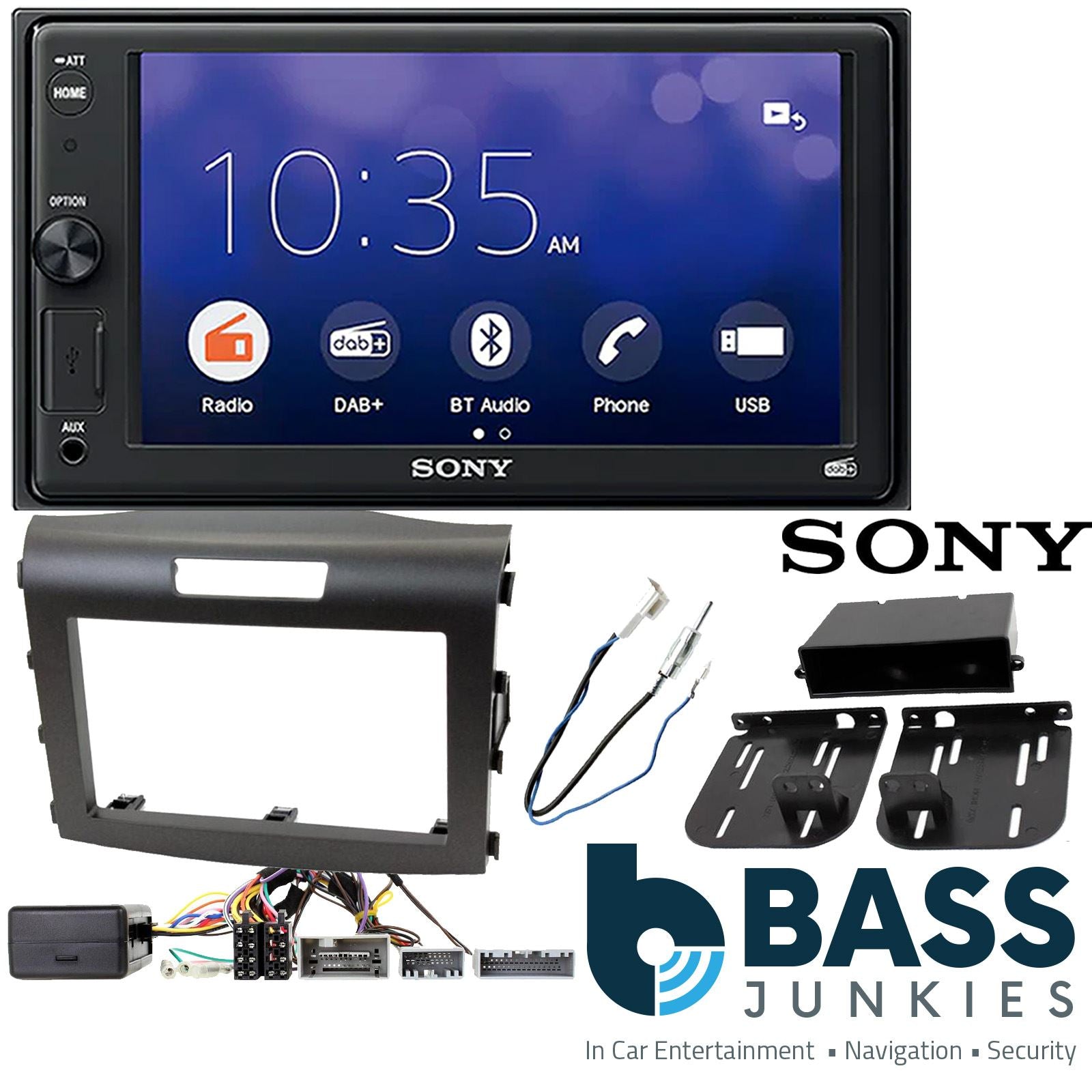 SONY XAV-1550D DAB+ Smart Bluetooth Car Radio + Stereo fitting kit + Steering Wheel Controls Loom for Honda CR-V 2012-2017