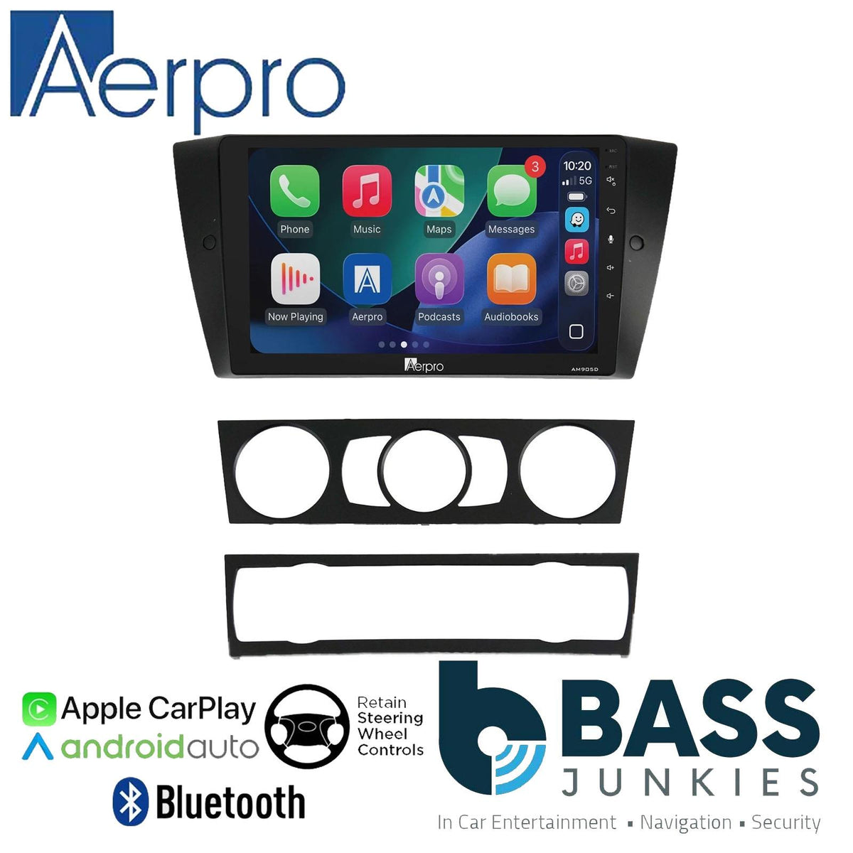 Aerpro 9" DAB CarPlay Android Car Stereo Kit For BMW 3 Series E90 E93 2004-2012
