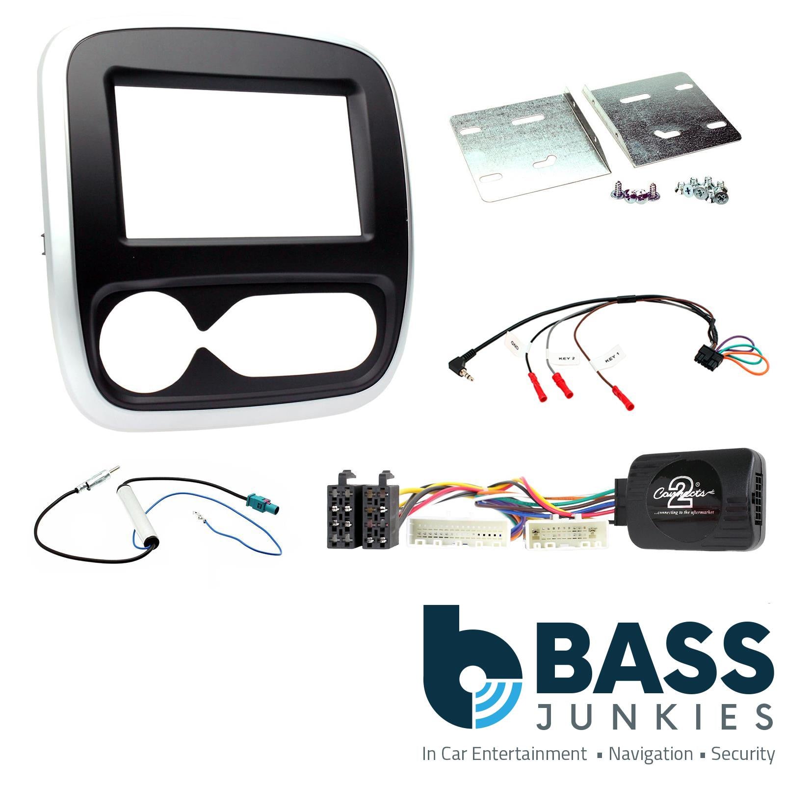 Double Din Stereo Fitting Kit + Steering Wheel Stalk Controls to fit Fiat Talento 2017-