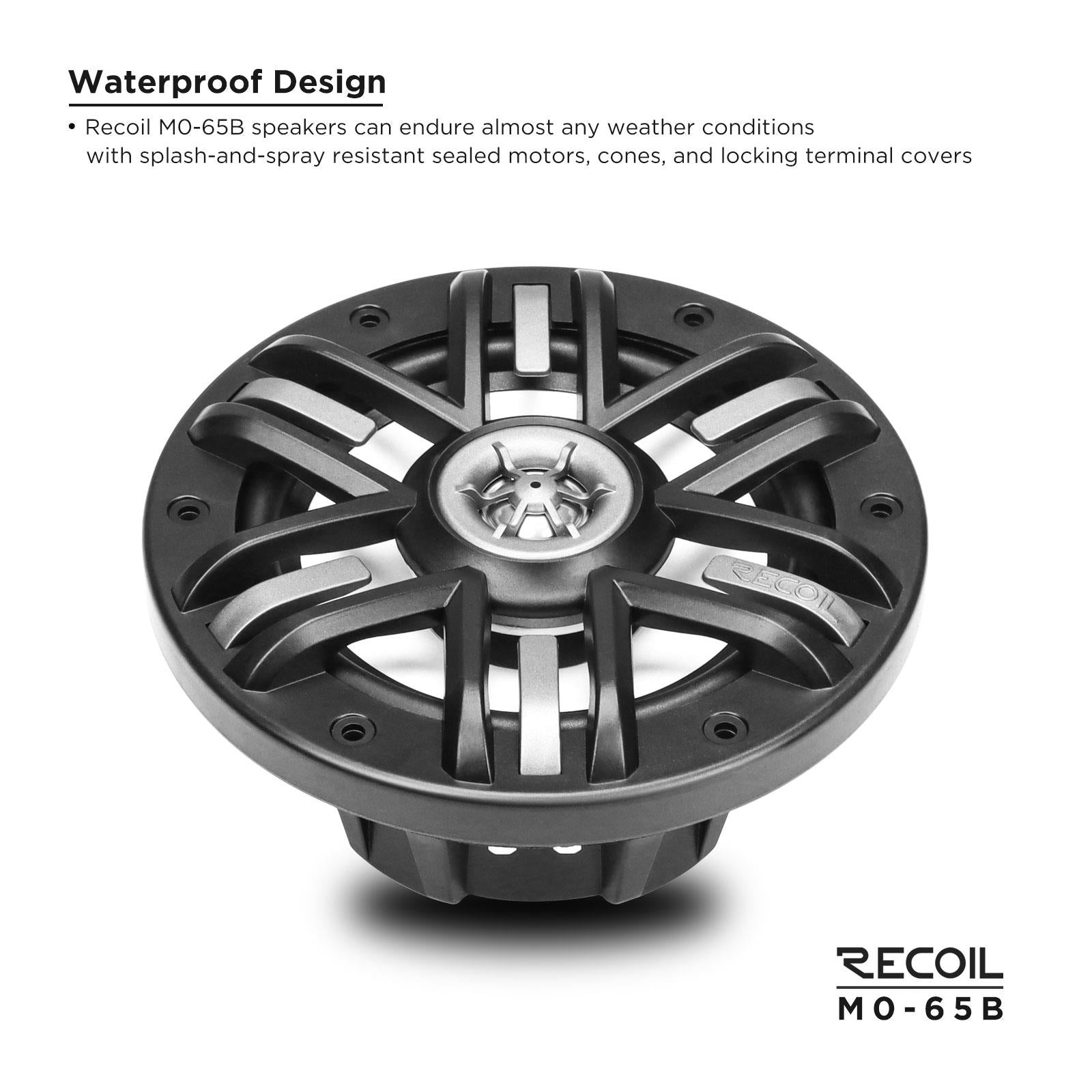 Recoil M0-65B - 240 Watts 6.5" 2 Way Marine Boat Car Speakers with Black Grilles