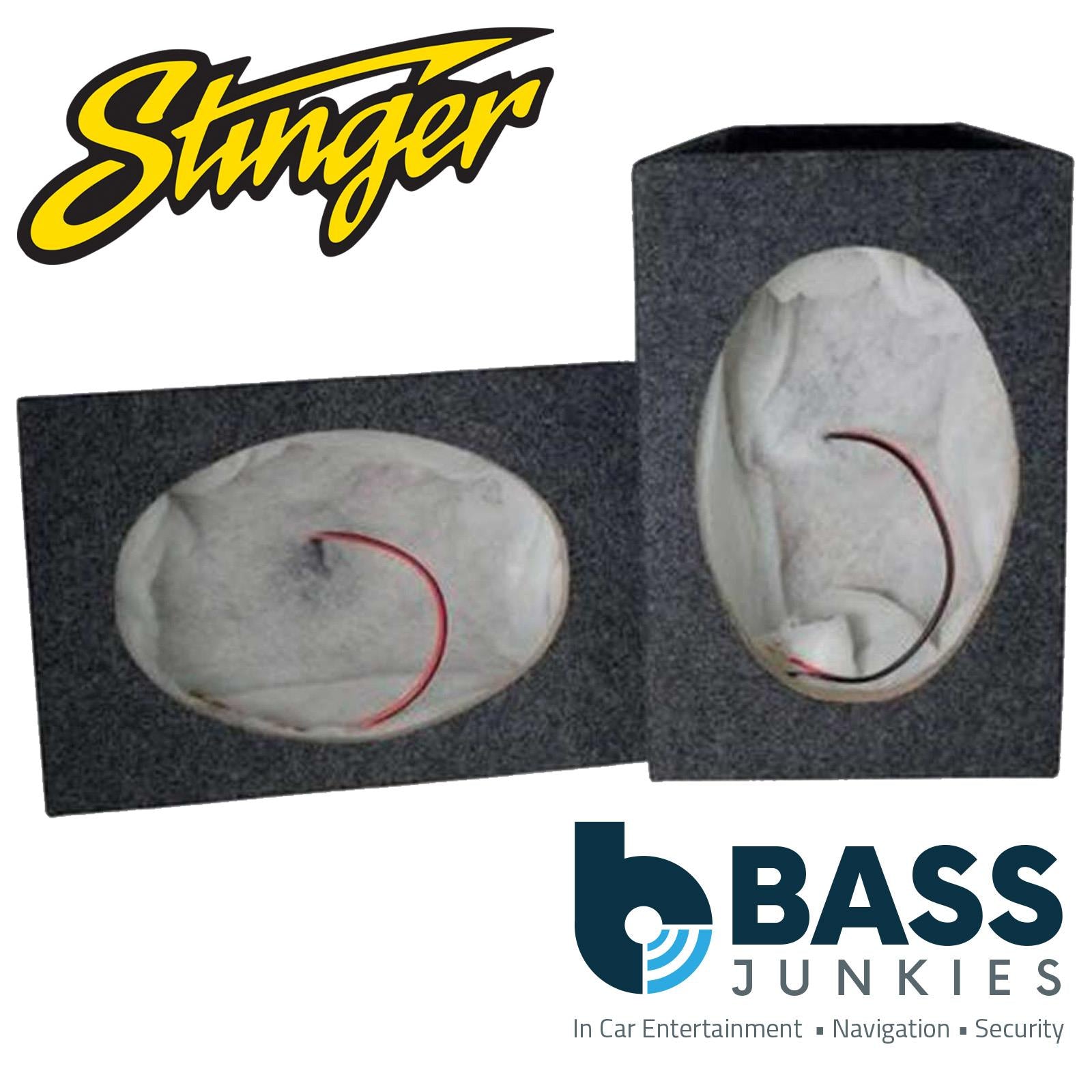 Pair of 6x9 Stinger MDF Enclosure Box Van Car Boat Rear Speaker Shelf in GREY