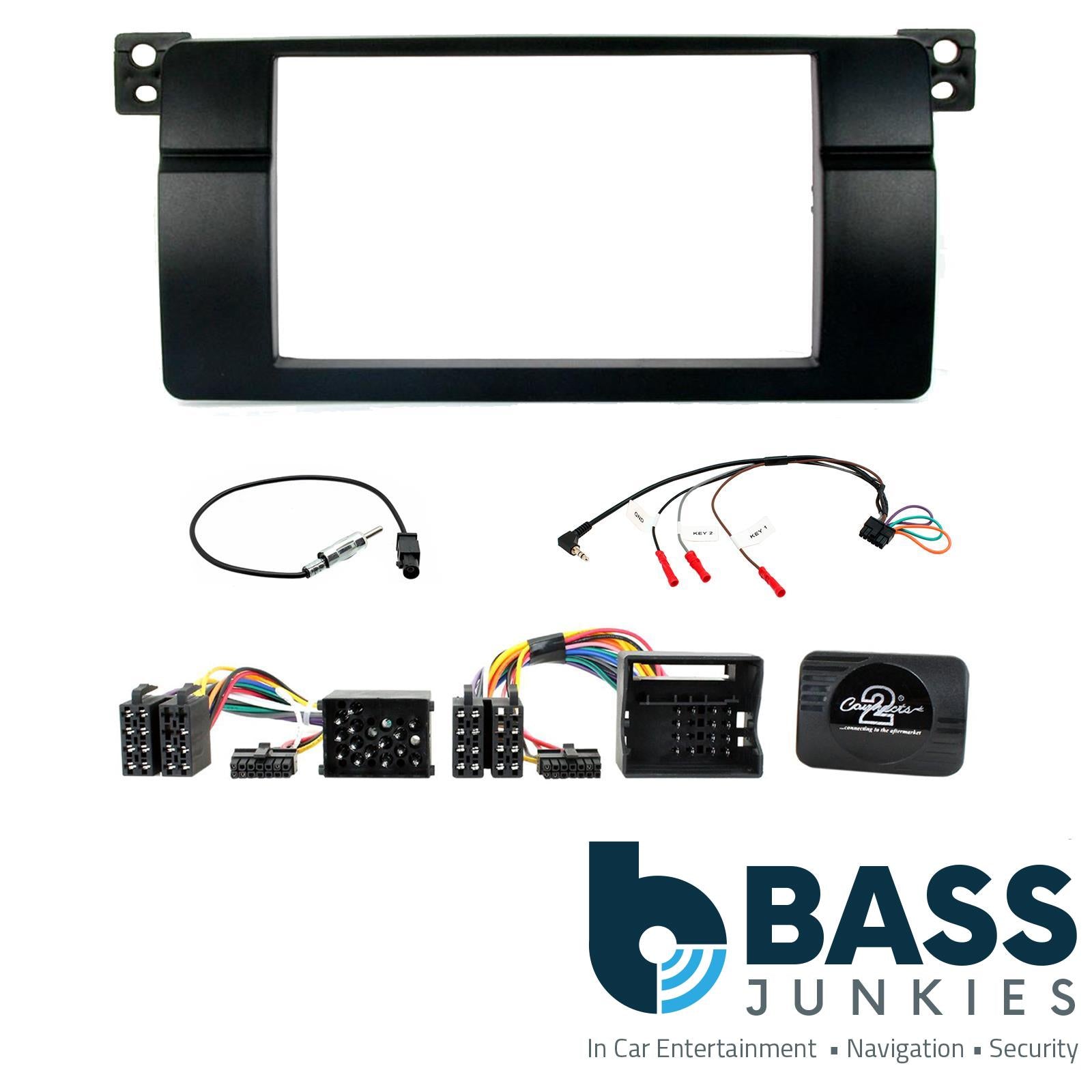 Connects 2 CTKBM03 - BMW 3 Series E46 1998 - 2005 Double Din Facia & Steering wheel Interface Fitting Installation Kit (Center Display)