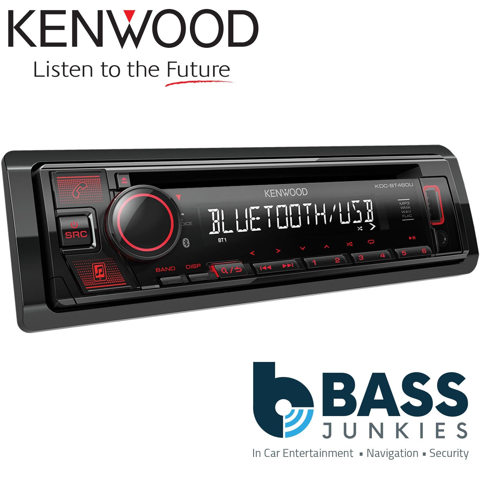 Kenwood KDC-BT460U - CD MP3 USB AUX Bluetooth 4x50 Watts Car Stereo Radio Player