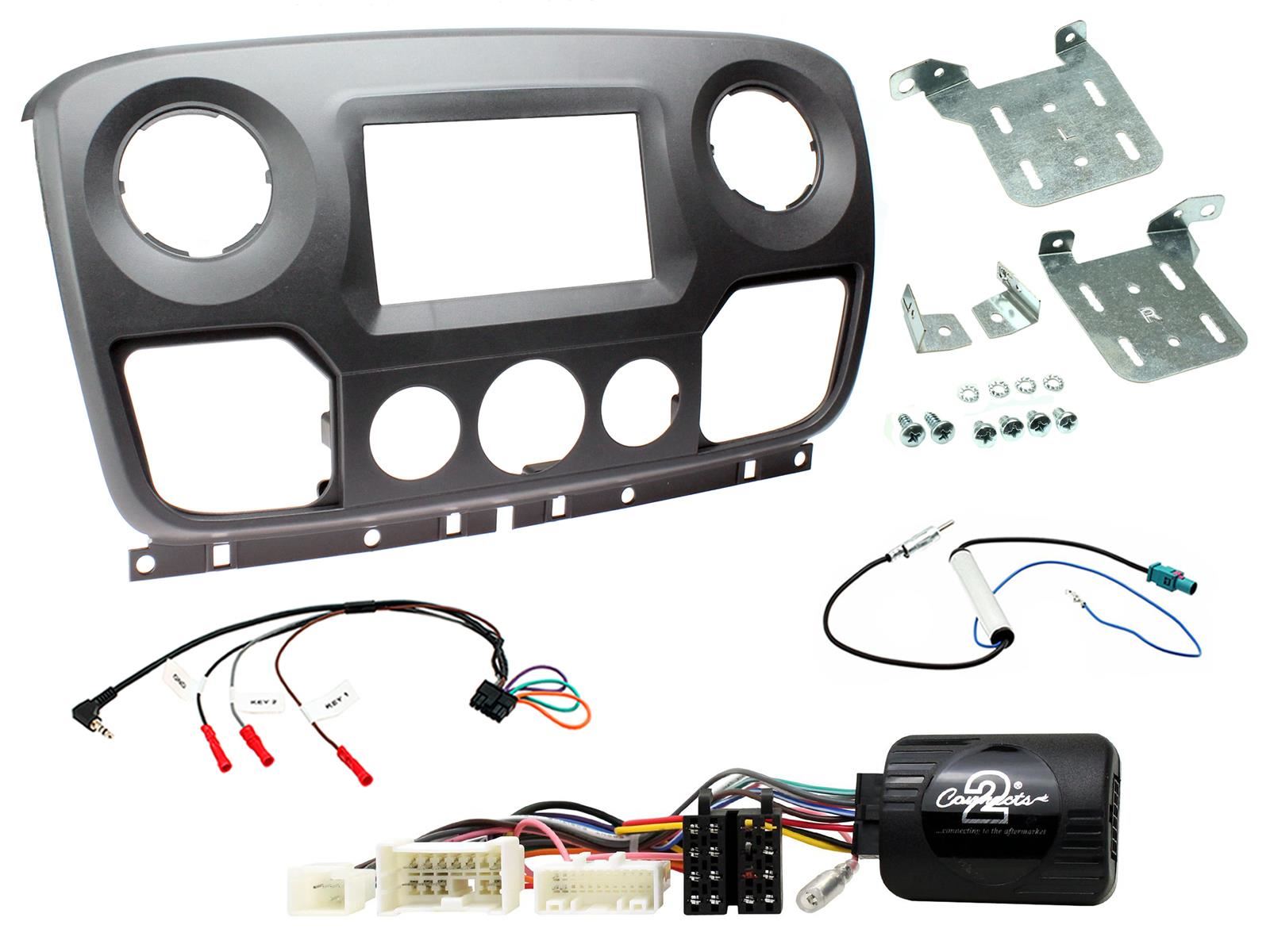 Grundig 6.8" Apple Android Double Din Stereo Fitting Kit + Steering Wheel Stalk Controls to fit Vauxhall Movano 2013- | Opel Movano 2013-