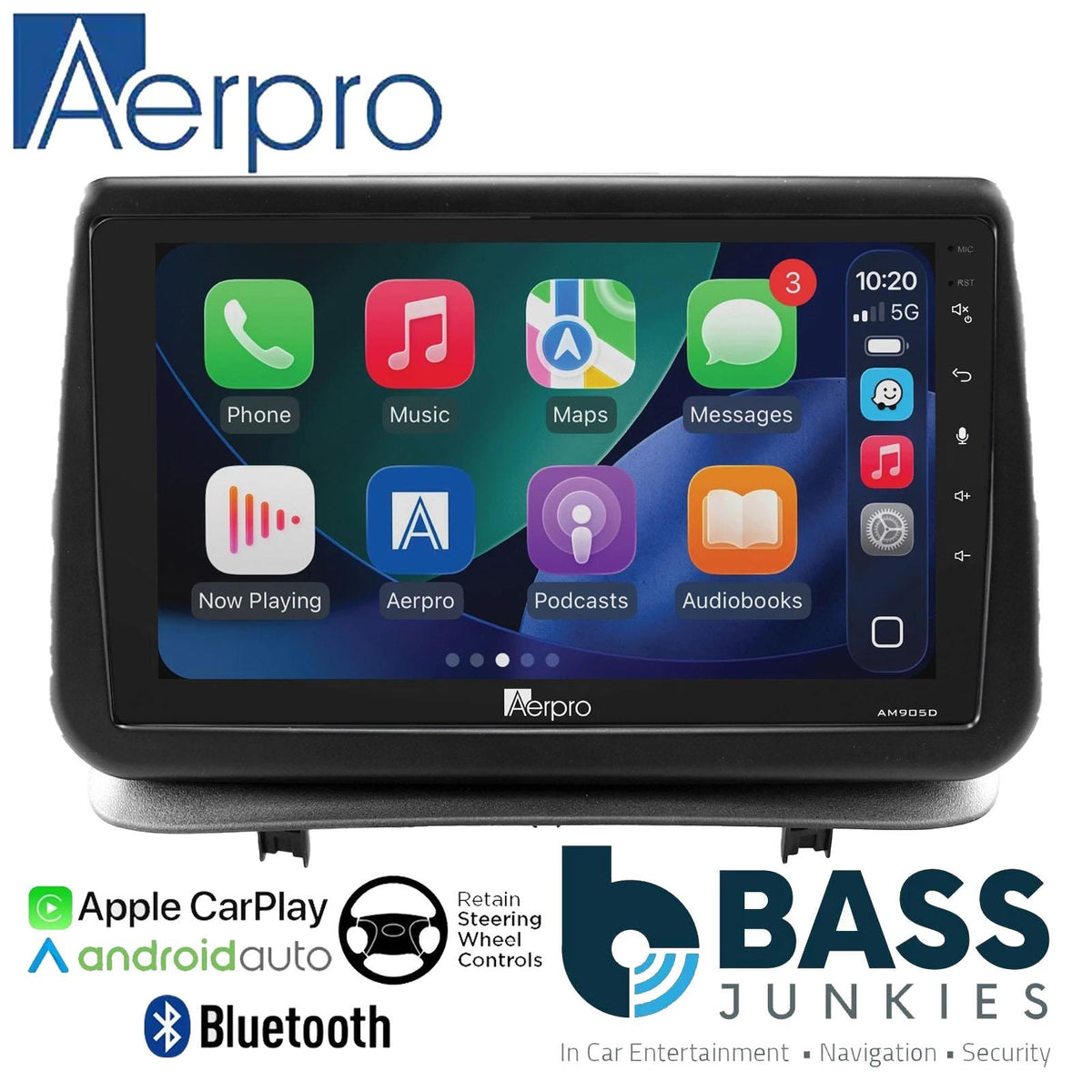 Aerpro 9" DAB CarPlay Android Car Stereo Fitting Kit For Renault Clio 3 2005-14
