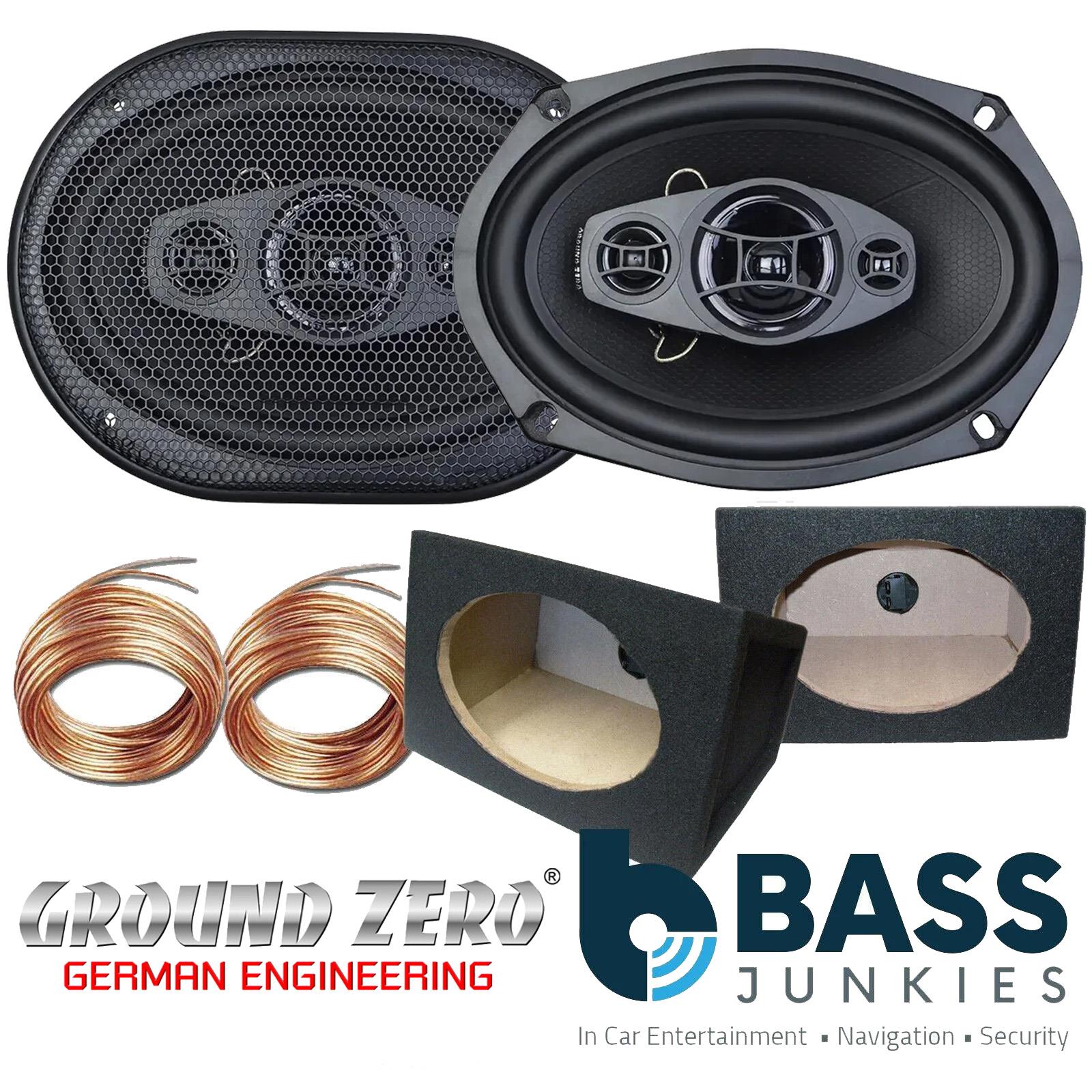 Ground Zero GZIF 69 3 Way 6x9" 360 Watts Car Speakers & Black MDF Boxes Pair