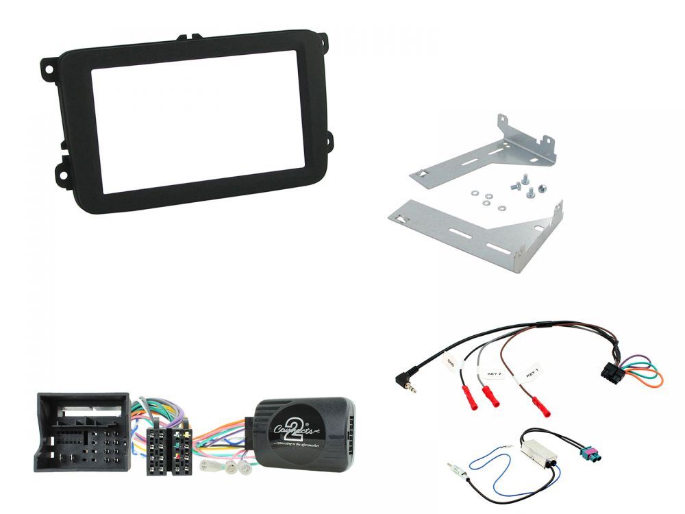 Connects2 CTKVW17 - Volkswagen Double Din Fascia & Steering Wheel Interface Installation Kit