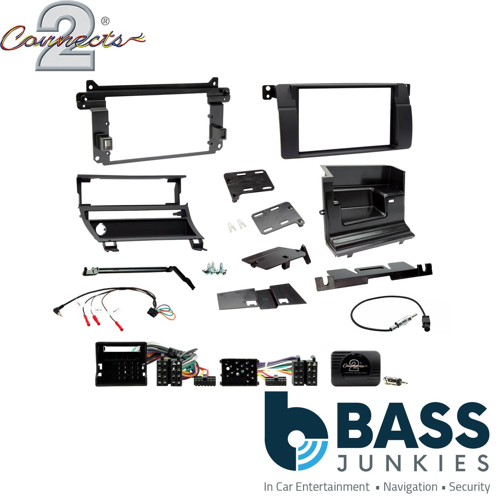 Connects2 CTKBM41L Double Din Steering Wheel ControlsFascia Panel|Aerial Adapter|Steering Wheel Controls Fitting Kit to fit BMW 3-Series 1998-05