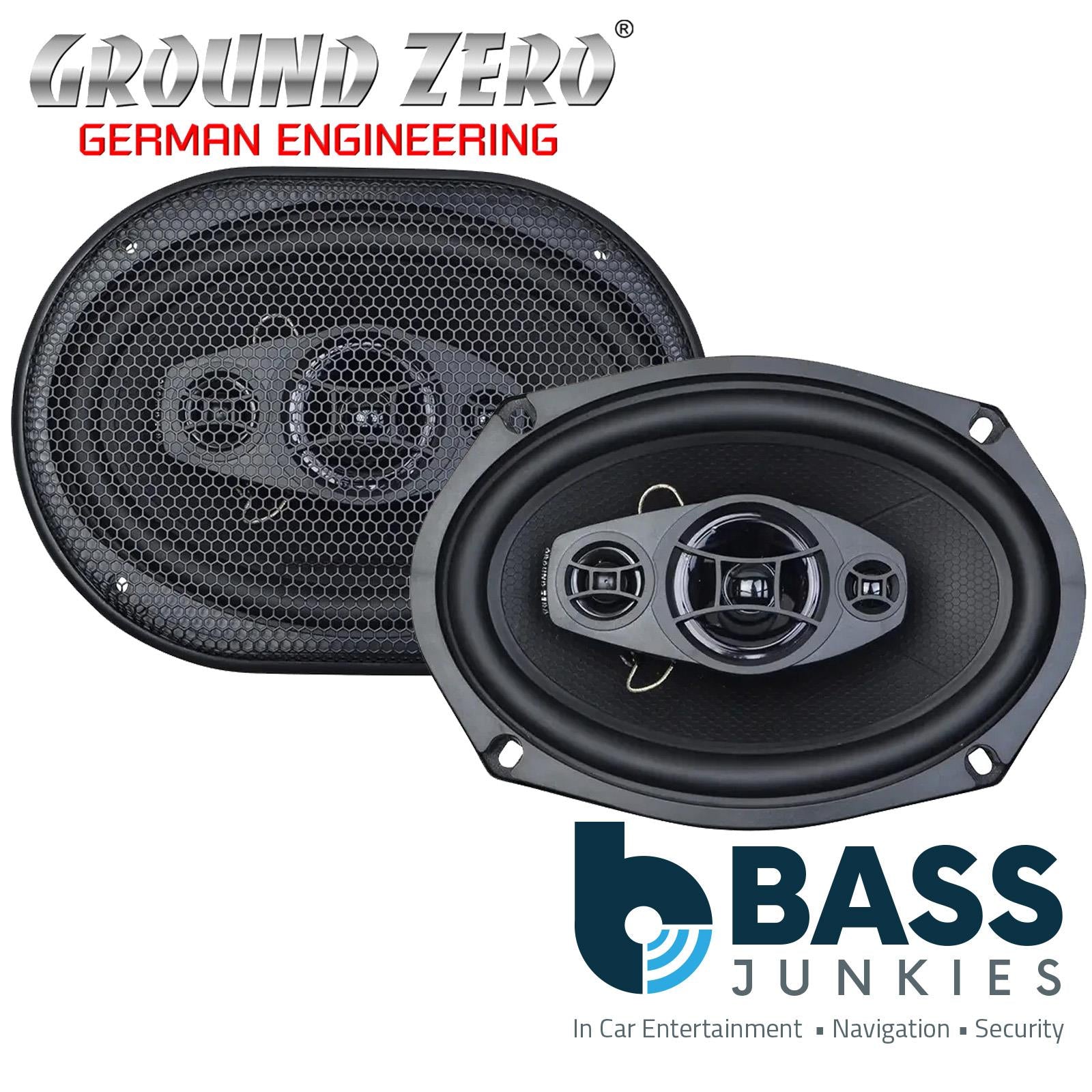 Ground Zero GZIF 69 - 3 Way 6x9" 360 Watts Car Speakers & Grey MDF Boxes Pair