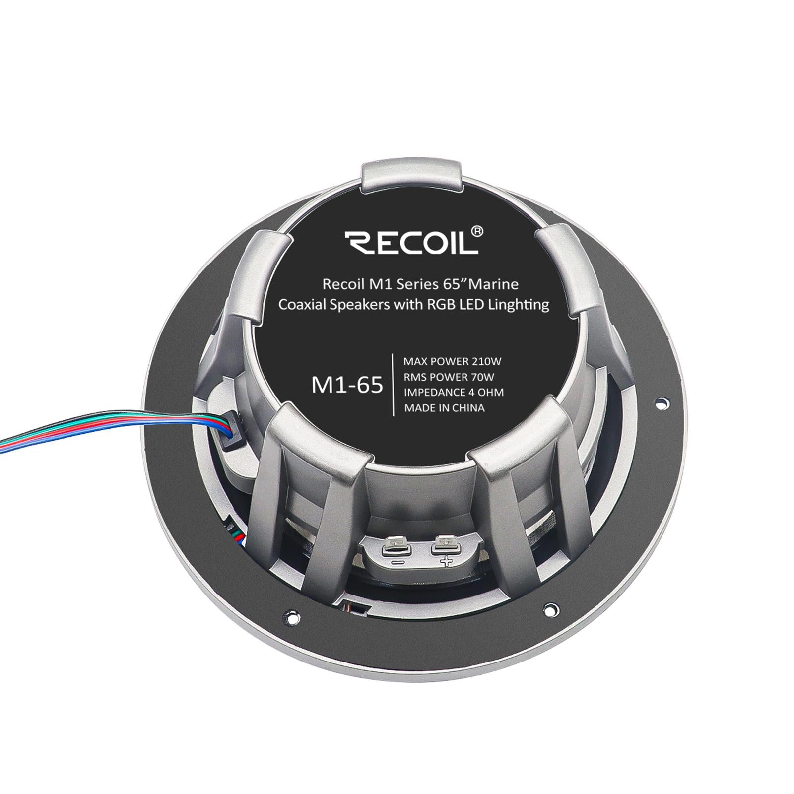 Recoil M1-65 - 6.5" 17cm Marine Boat Outdoor Speakers with Built-in RGB LED Pair