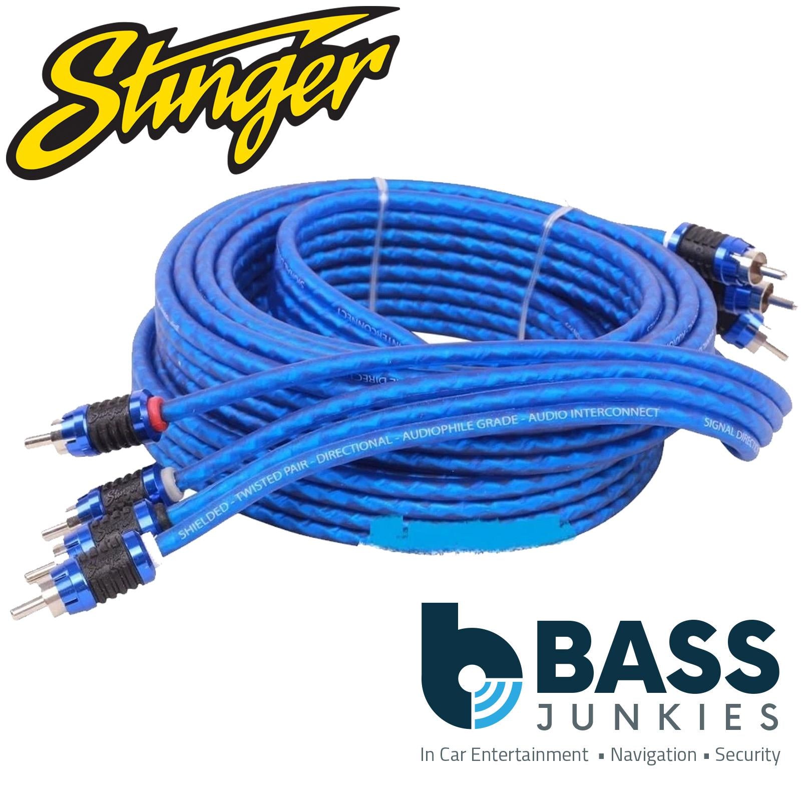 Stinger SI6412 6000 Series 3.66 Metre 12Ft 4CH Shielded Directional Twisted RCA Phono Car Stereo Cable