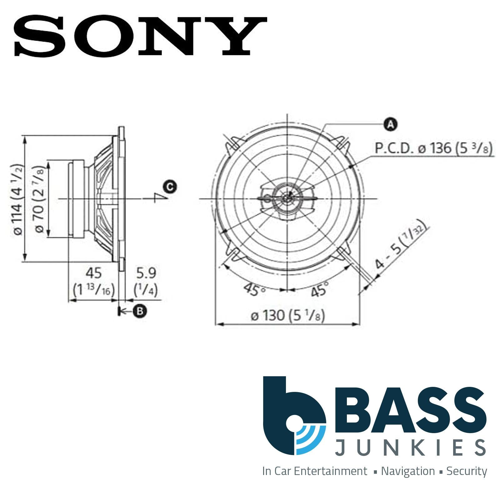 SONY XS-GTF1339 3 Way 5.25 inch 13 cm 460 Watts Car Van Door Dash Shelf Speakers