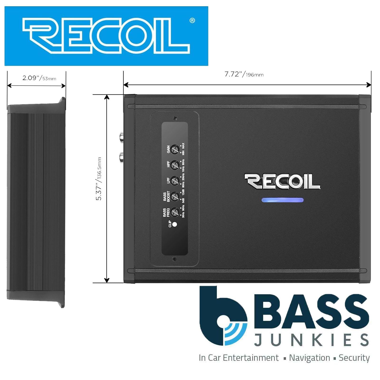 Recoil DII1000.1- 2000 Watts 2-4 Ohm Stable Class D Mono Car Audio Amp Amplifier