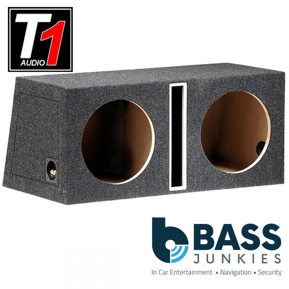 T1 Audio - 12" Double Slot Ported Enclosure Fully Carperted MDF Car Sub Subwoofer Bass Box