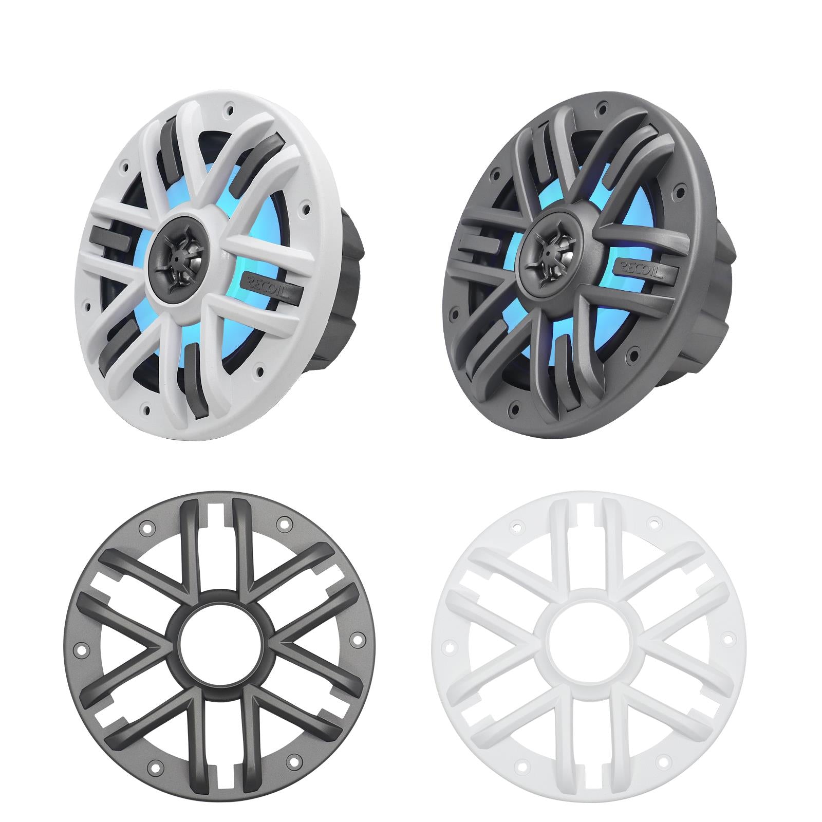Recoil M1-65 - 6.5" 17cm Marine Boat Outdoor Speakers with Built-in RGB LED Pair